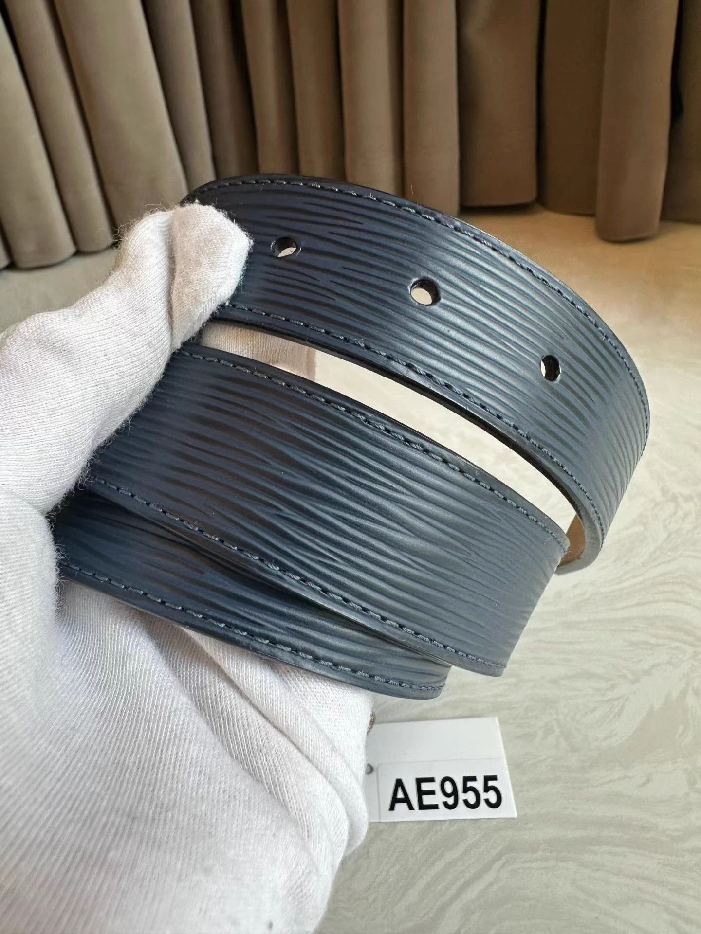 Louis Vuitton LV Initiales Wavy Leather Belt 85/34 3cm Size ONE SIZE - 4 Thumbnail