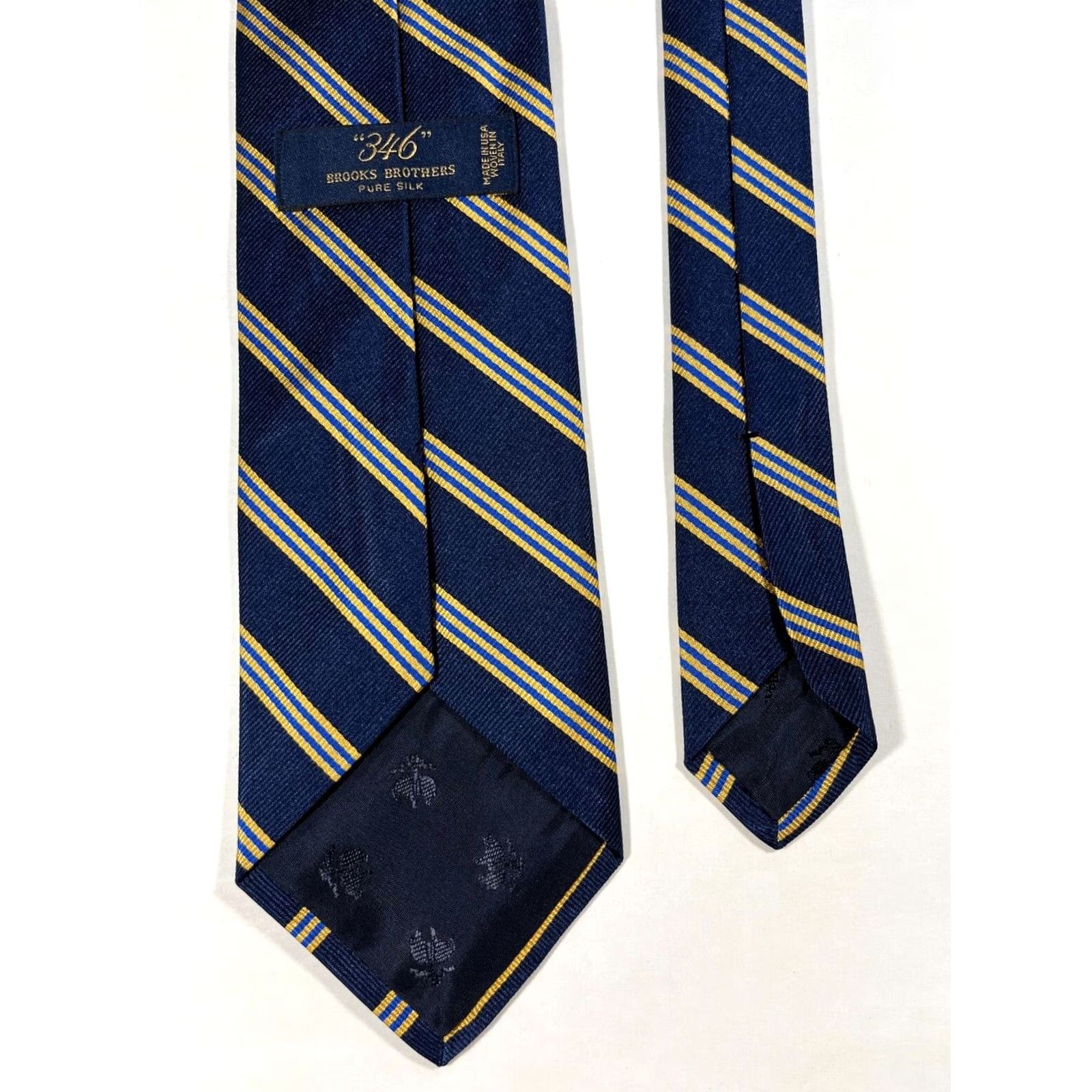 Brooks Brothers Brooks Brothers Tie Navy Striped Pure Silk 346 Woven in Italy Made in USA 58.25" 3.5" Men’s Silk Necktie Size ONE SIZE - 6 Thumbnail