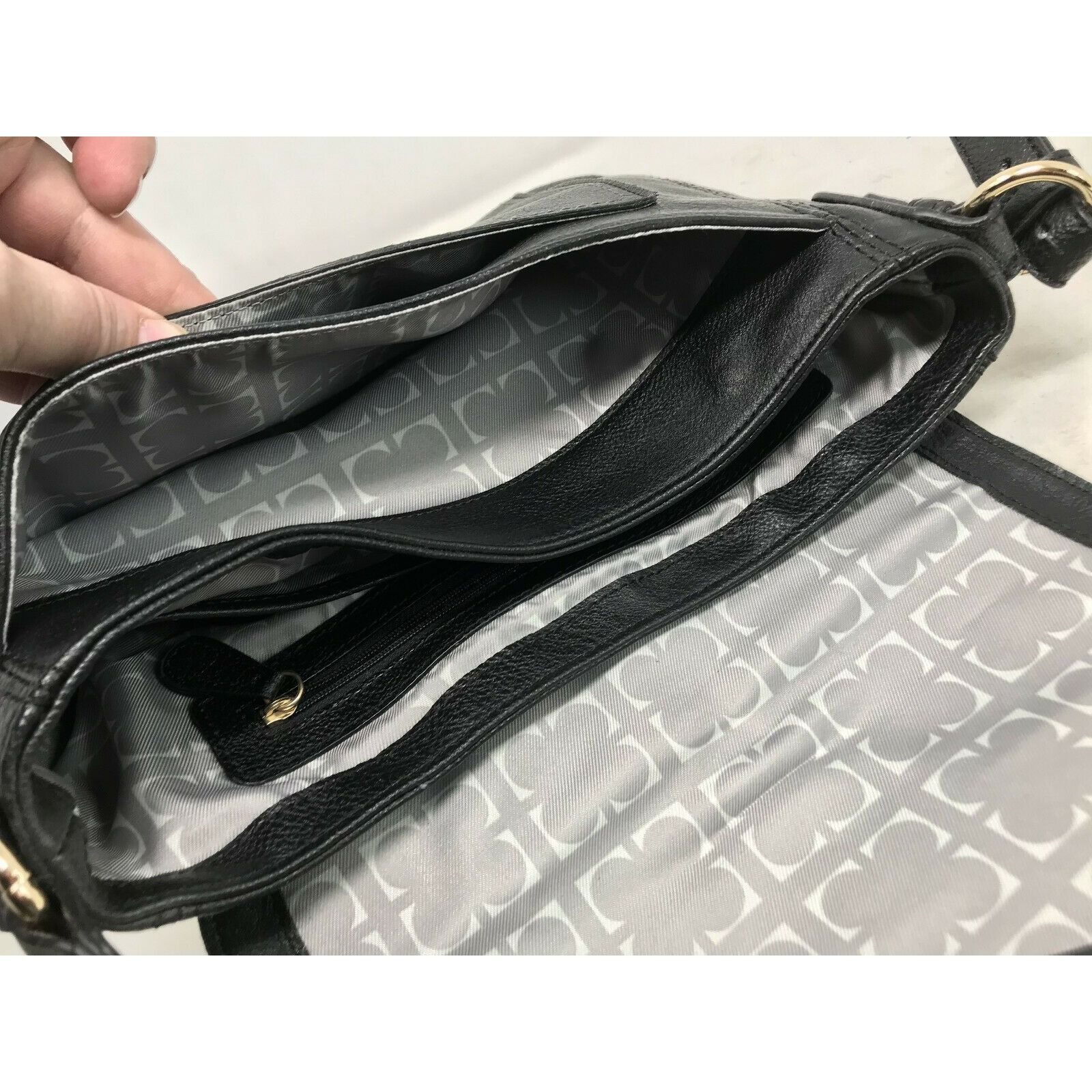 Liz Claiborne LIZ CLAIBORNE Black Faux Leather Crossbody Bag w Large Front Size ONE SIZE - 8 Thumbnail