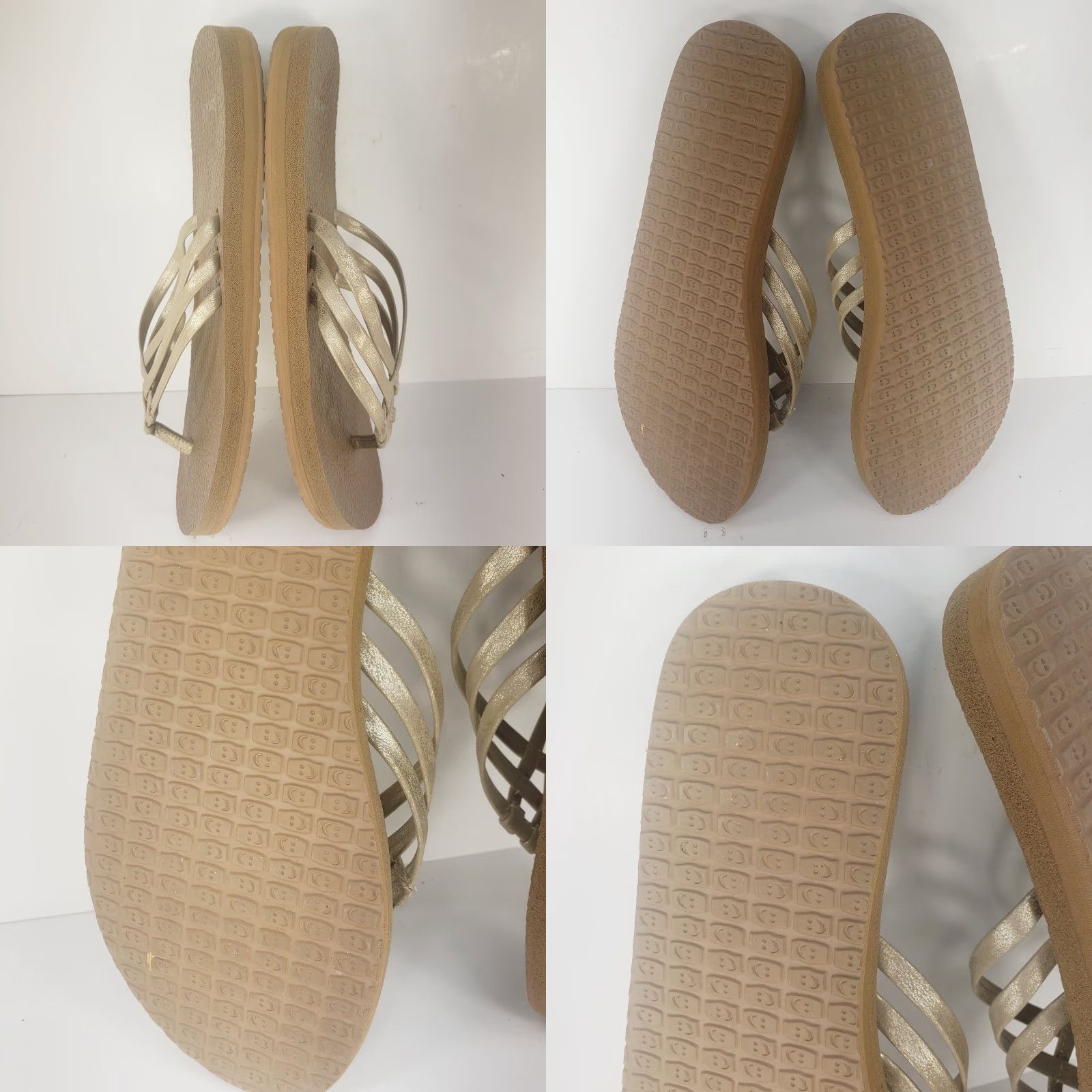 Sanuk Sanuk Womens 10 Yoga Salty Metallic Flip Flops Sandals Champagne Gold 1091372 Size US 10 / IT 40 - 8 Thumbnail