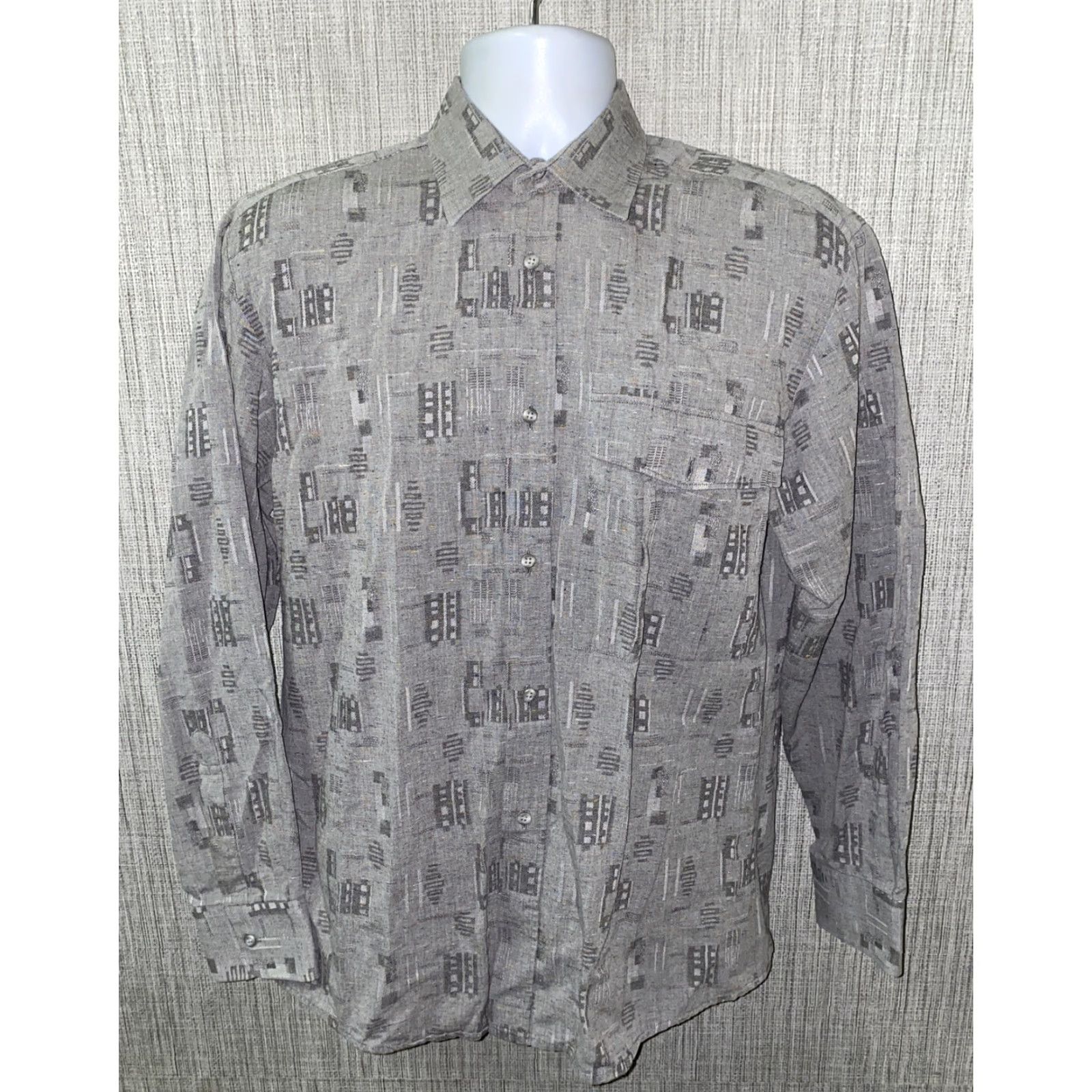 Vintage Figara Shirt Men Long Sleeve Button-Up Gray M Regular Collar Down French Made Cotton Blend Button Front Size US M / EU 48-50 / 2 - 2 Thumbnail