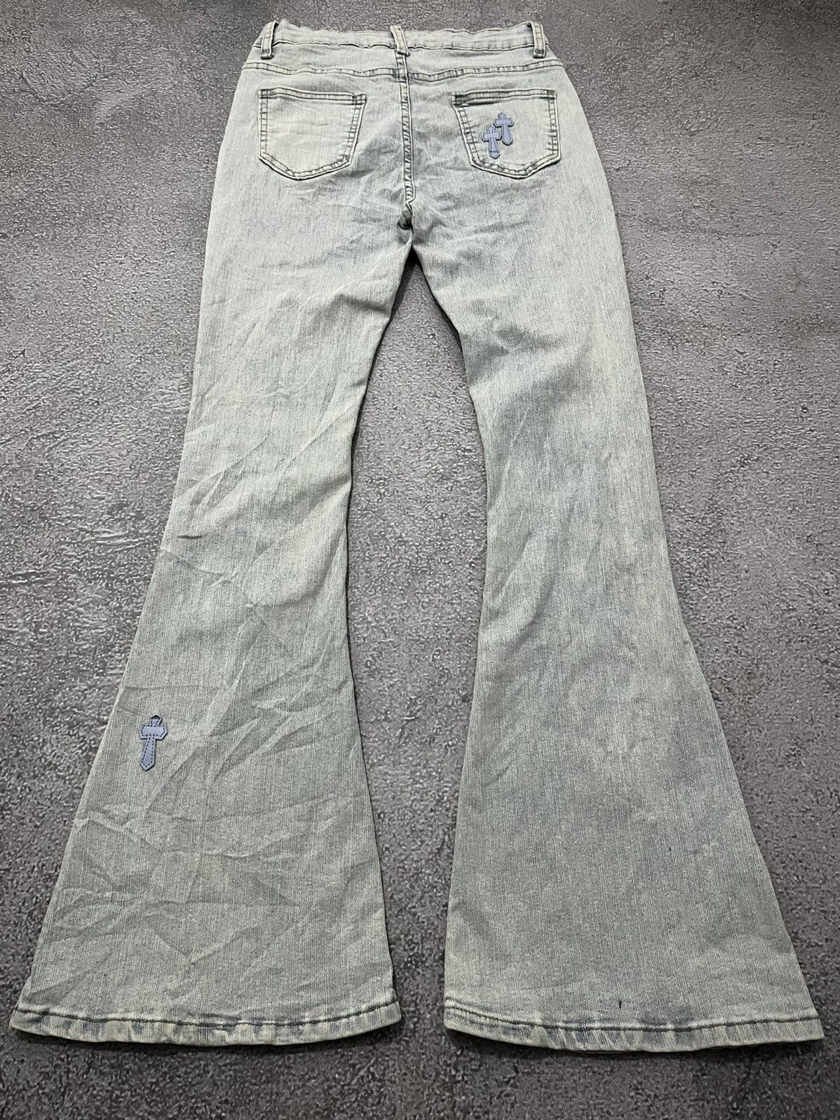 Japanese Brand Vintage Japanese GoldTrans Cross Flare Jeans Ch Goa styl Size 27" / US 4 / IT 40 - 6 Thumbnail