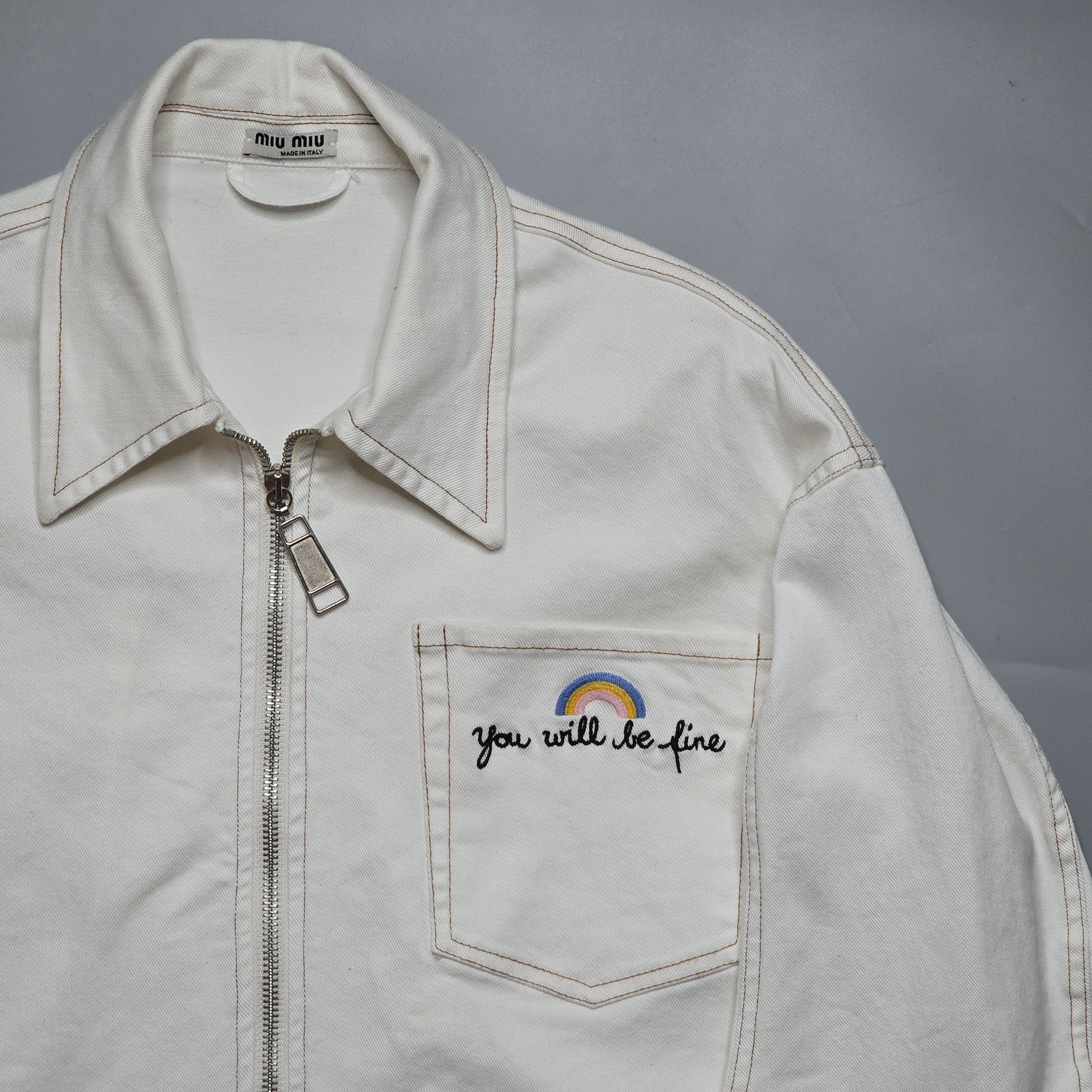 Miu Miu Miu Miu - "You will be fine" Cropped Jacket - Ecru Size S / US 4 / IT 40 - 3 Thumbnail