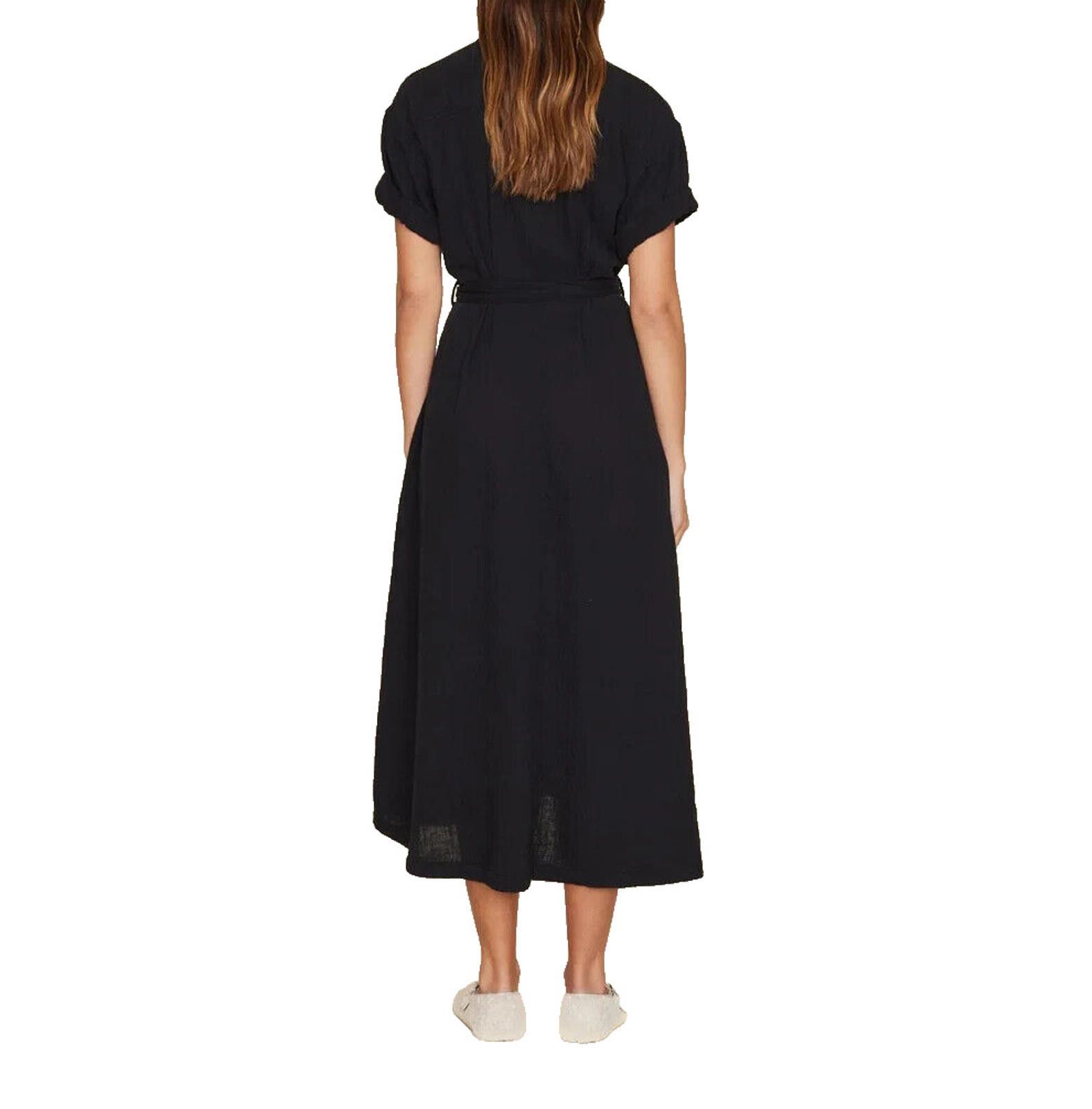 Designer Xirena Women Small Black Cate Midi Dress Belted Cotton Maxi Size S / US 4 / IT 40 - 4 Thumbnail