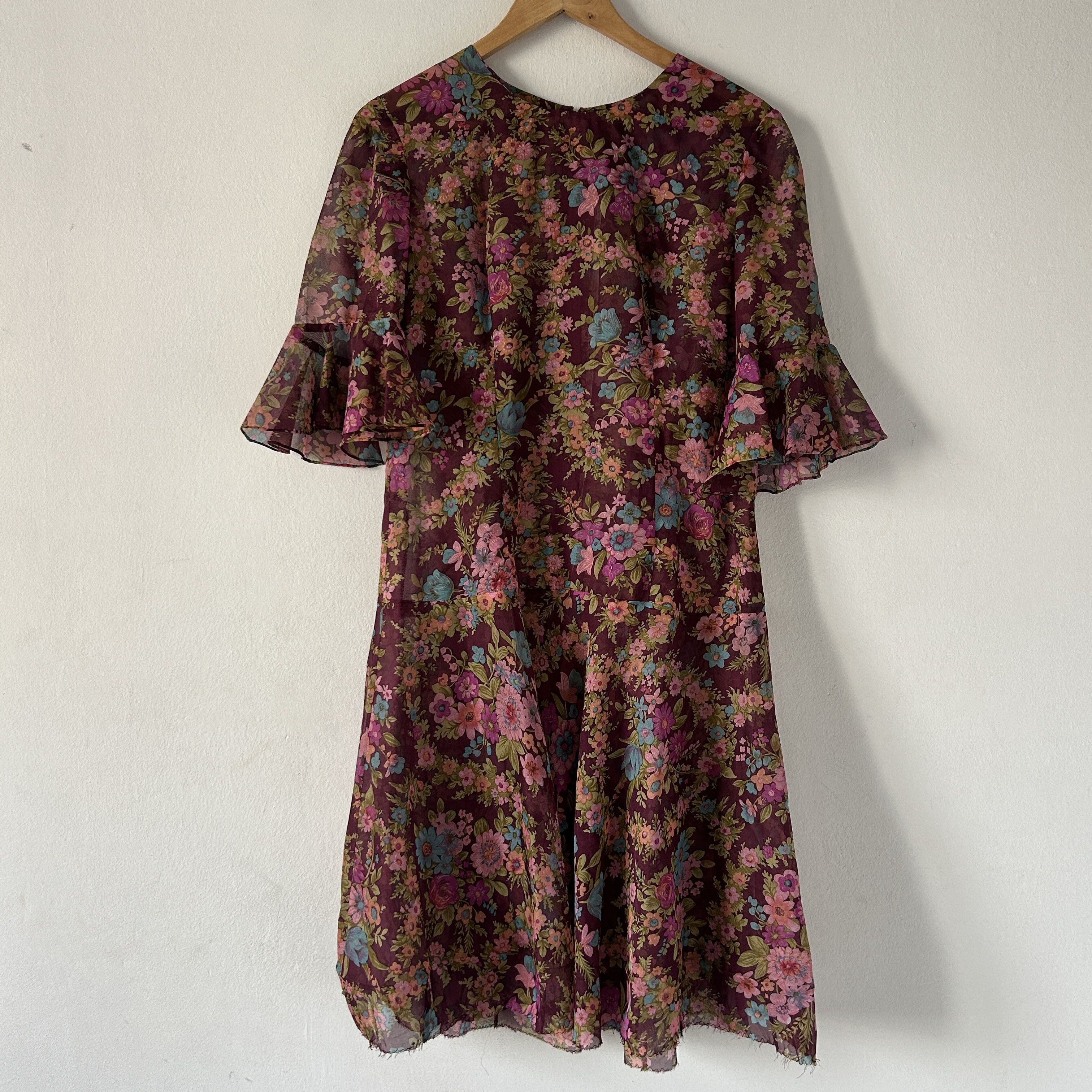 Vintage Vintage 70s floral semi sheer midi dress Size L / US 10 / IT 46 - 7 Thumbnail