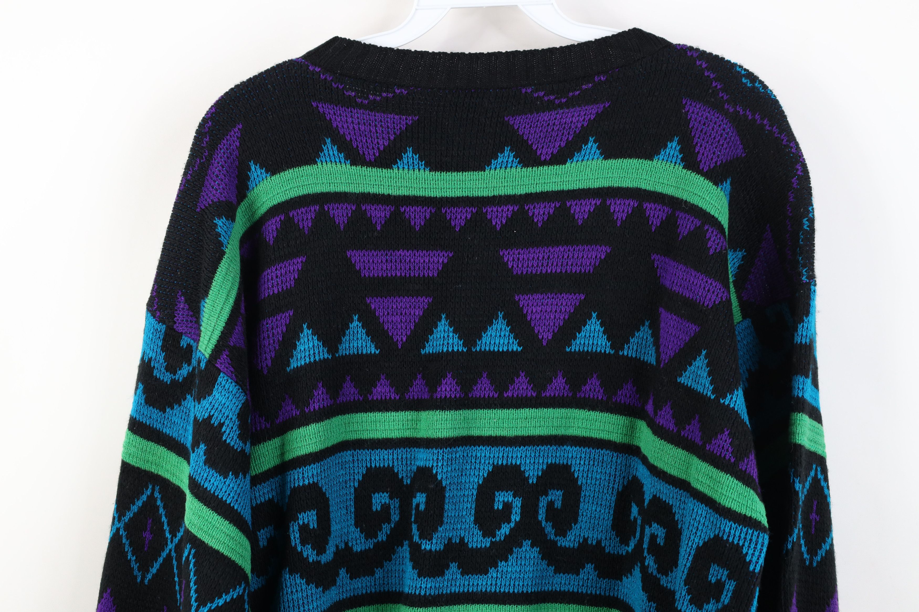 Vintage Vintage 90s Coogi Style Geometric Knit Sweater USA Size L / US 10 / IT 46 - 9 Thumbnail