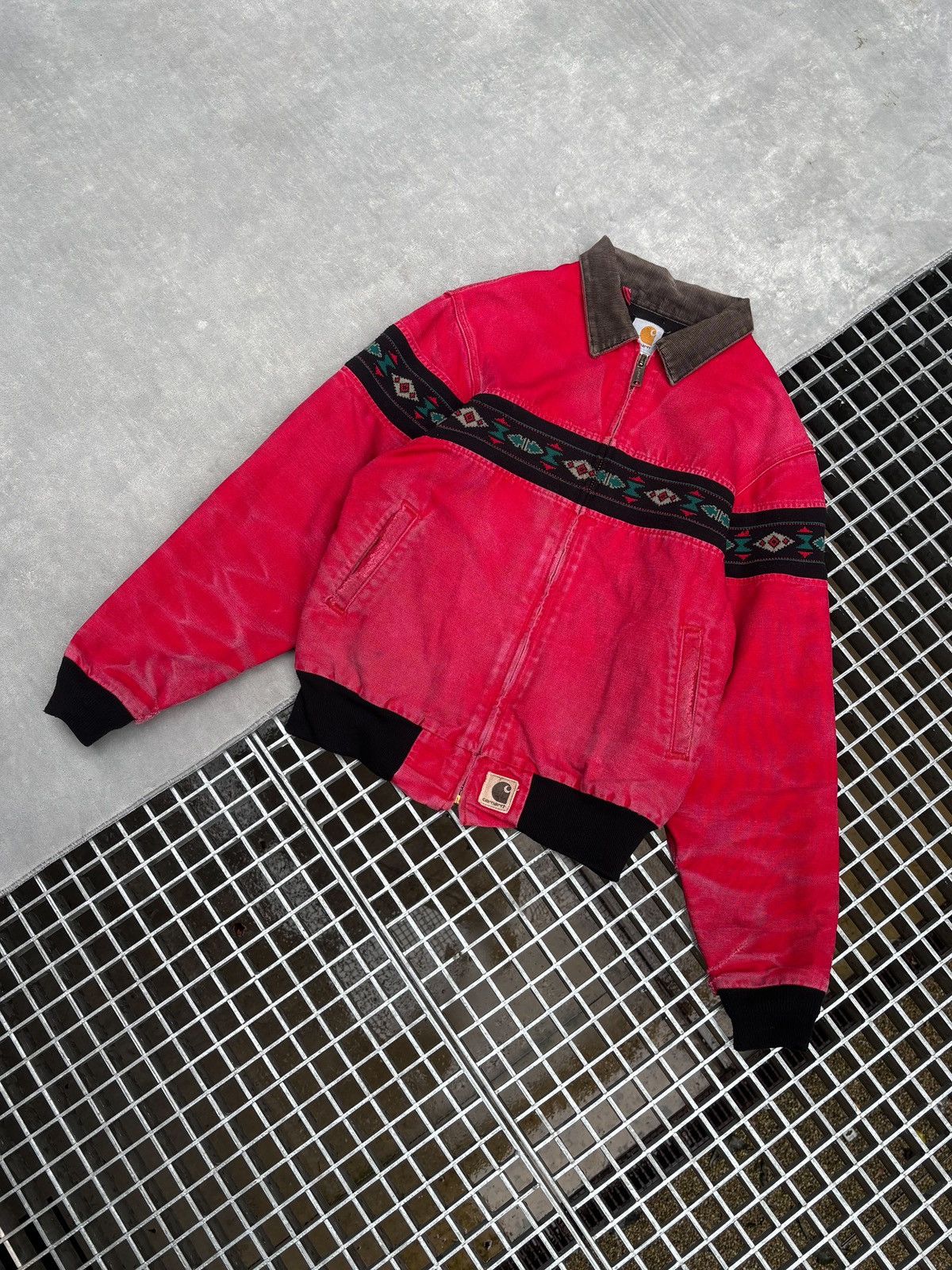 【レアカラー】Carhartt サンタフェジャケット southwest RED 1990's Deadstock Carhartt Santa Fe Jacket Quilt Lined made