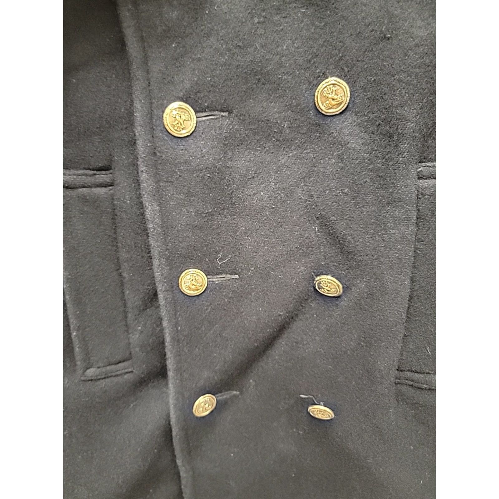Gloverall VINTAGE Gloverall Peacoat Mens Coat 36 Black Wool Cotton Rayon M Made In England Mens Regular Size 36 Black Pea Coat Size US 36 / EU 52 - 3 Thumbnail