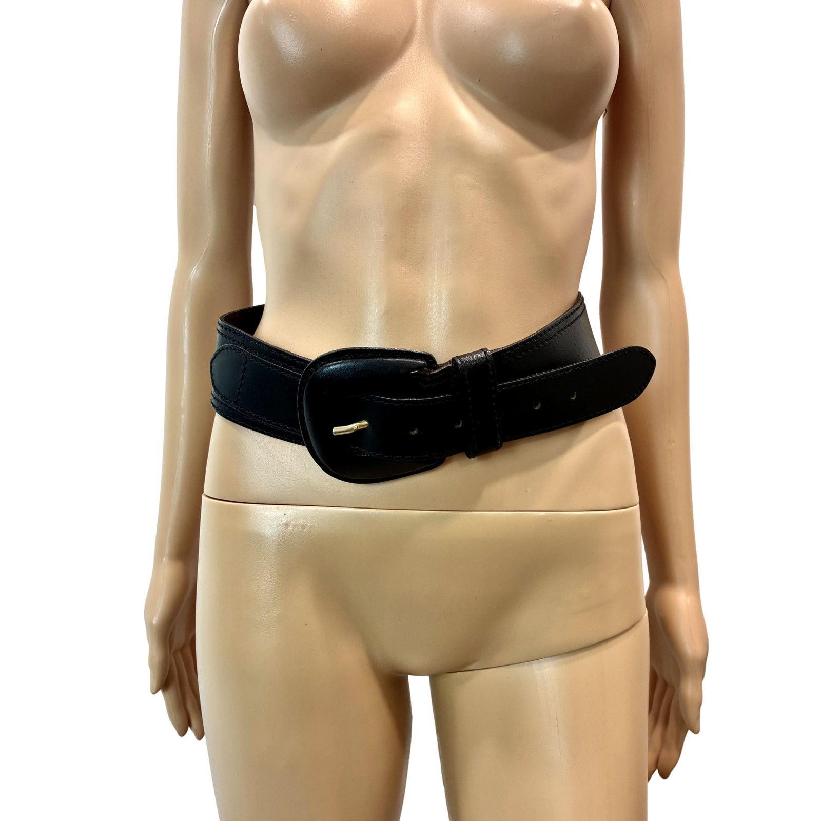 Vintage Vintage The Limited Black Italian Leather Wide Belt (S) Size ONE SIZE - 9 Thumbnail