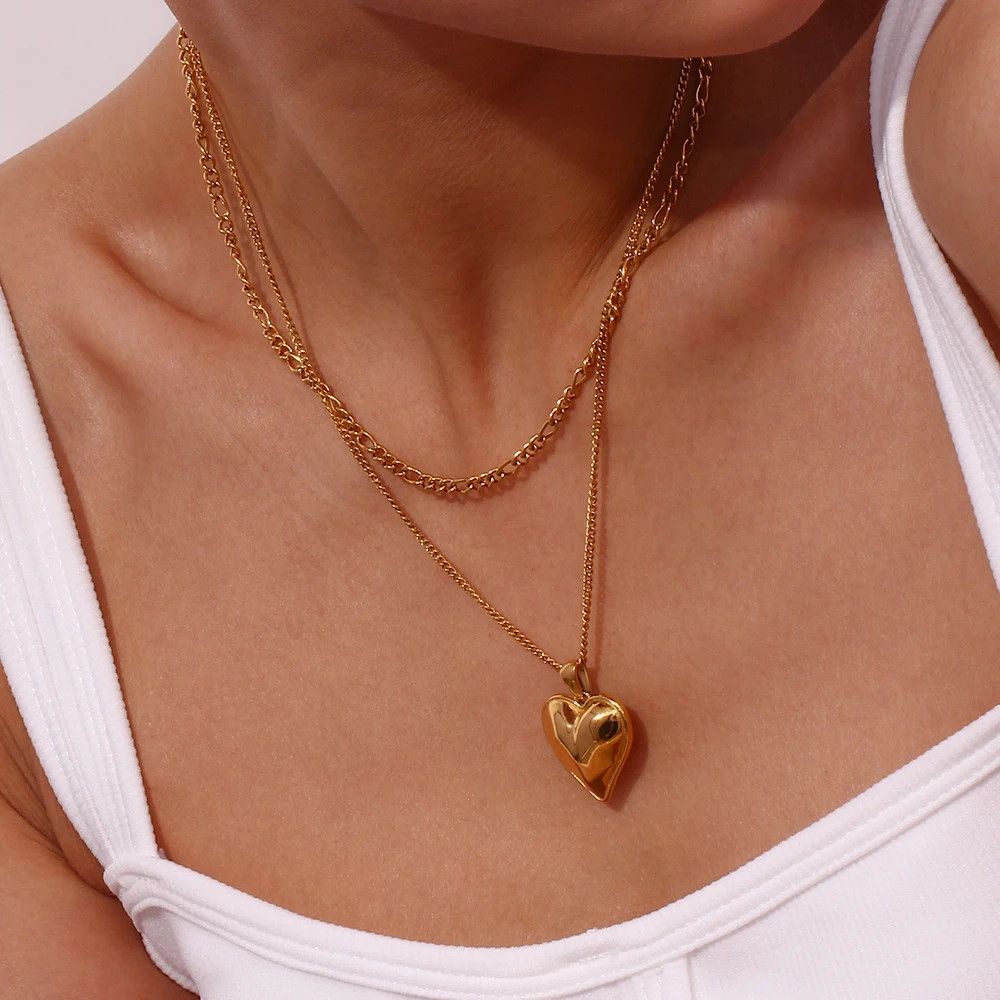 Jewelry × Vintage Heart Pendant Double Layers Necklace Size ONE SIZE - 2 Thumbnail