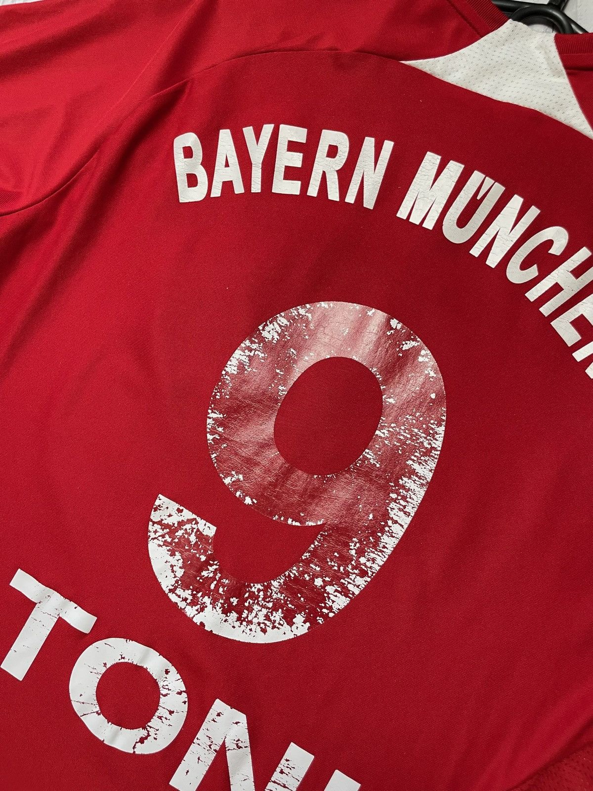 Adidas × Vintage Adidas Bayern Munich soccer jersey 9 Toni rare jersey size L Size US L / EU 52-54 / 3 - 9 Thumbnail