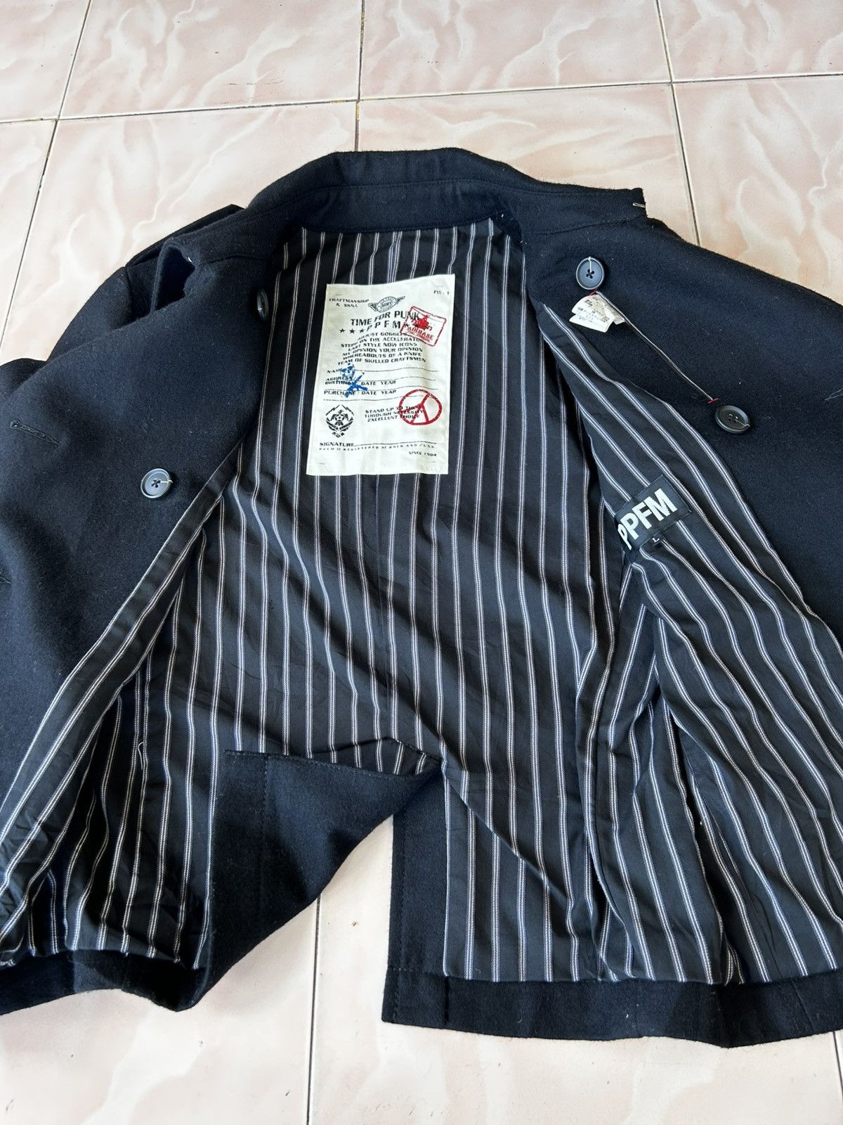 Japanese Brand PPFM TIME FOR PUNK DOUBLE BREASTED WOOL JACKET Size L / US 10 / IT 46 - 6 Thumbnail