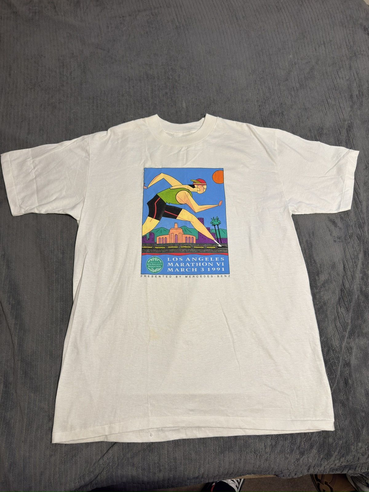 Vintage Vintage Los Angeles Marathon 1991 x Mercedes Tee Size XL Size US XL / EU 56 / 4 - 1 Thumbnail