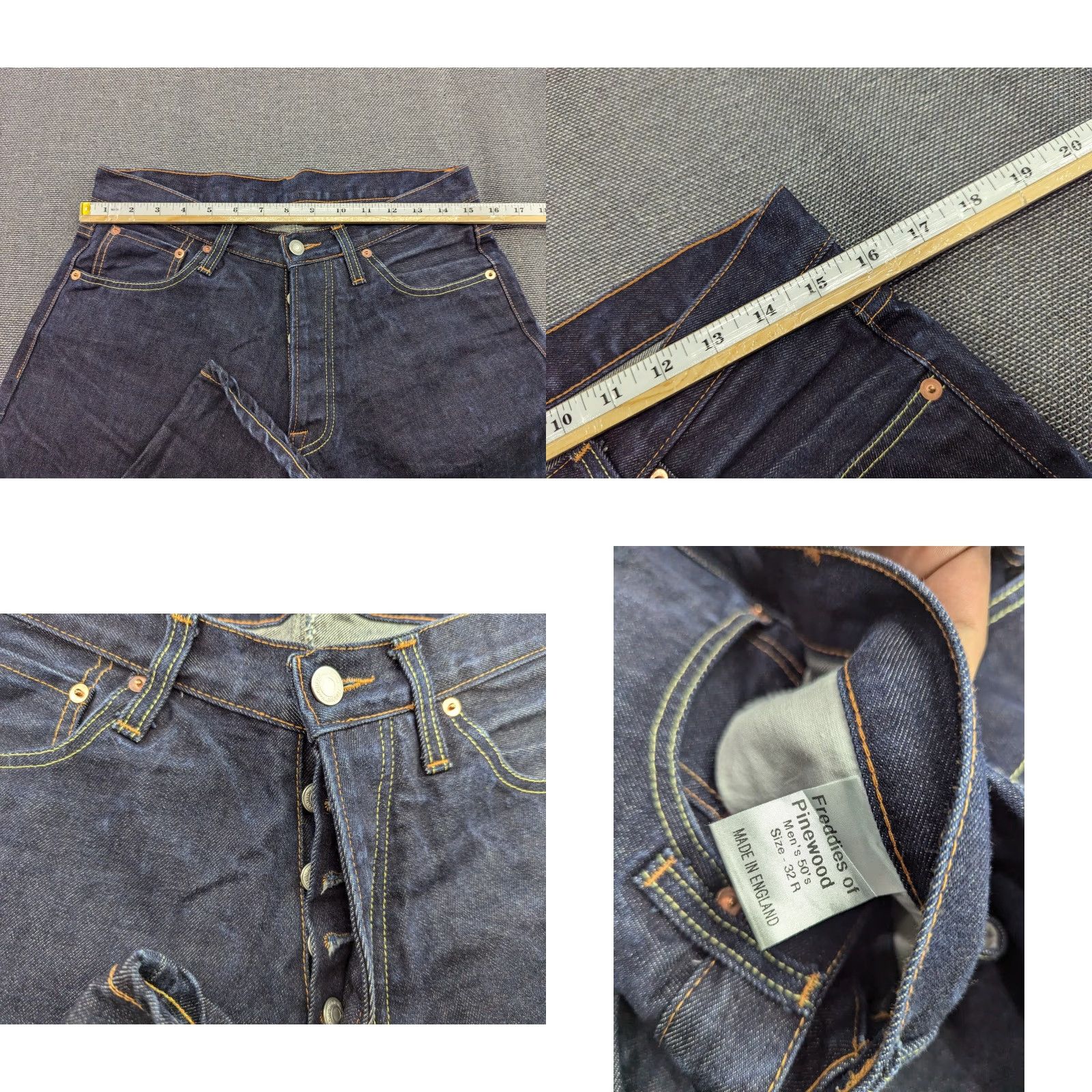 Vintage VINTAGE Freddies of Pinewood Mens Jeans W32 L33 Distressed Button Fly Dark Blue Size US 33 - 8 Thumbnail