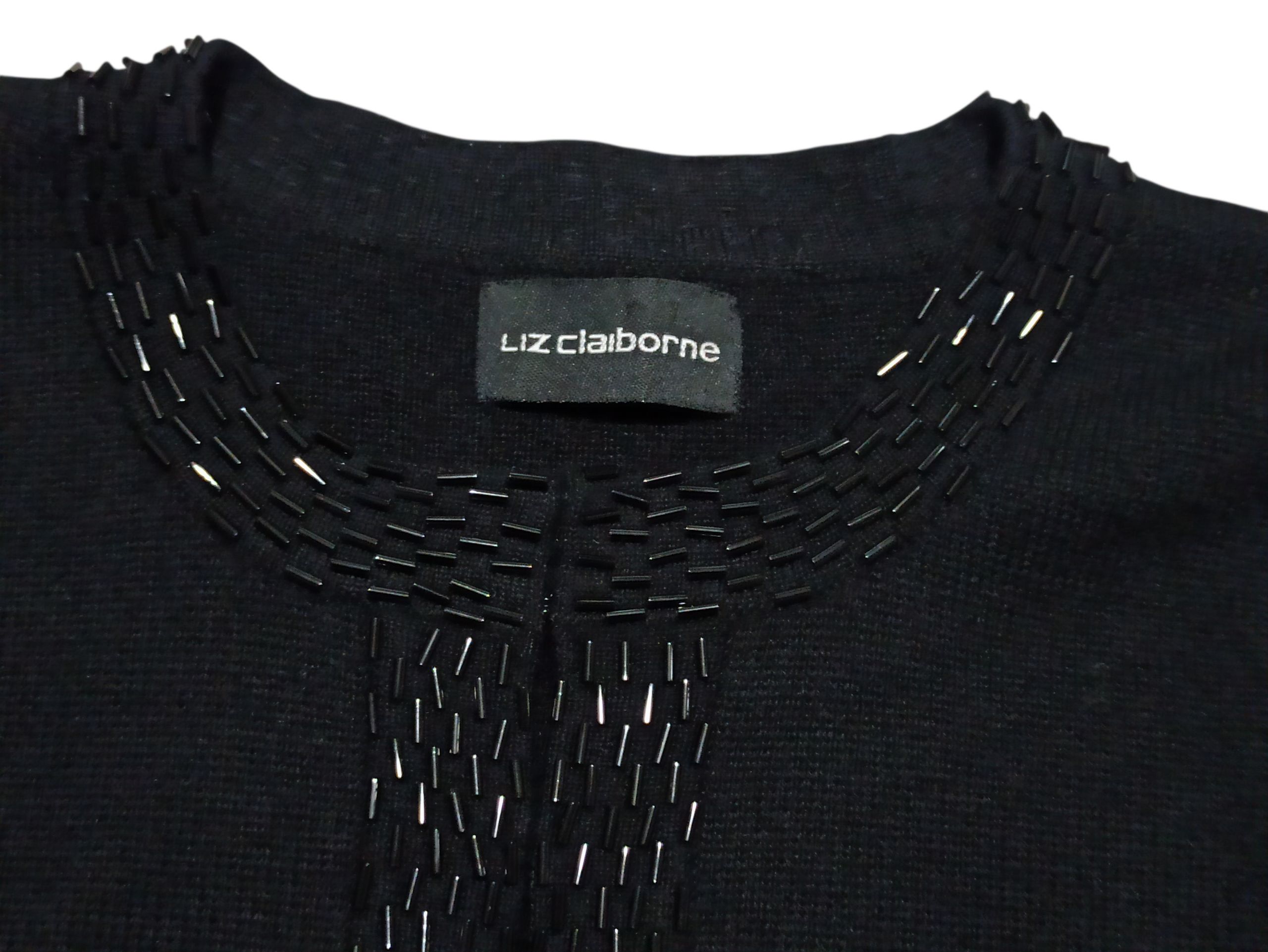 Liz Claiborne Liz Claiborne Vintage Black Beaded Merino Wool Cardigan Size M / US 6-8 / IT 42-44 - 2 Thumbnail