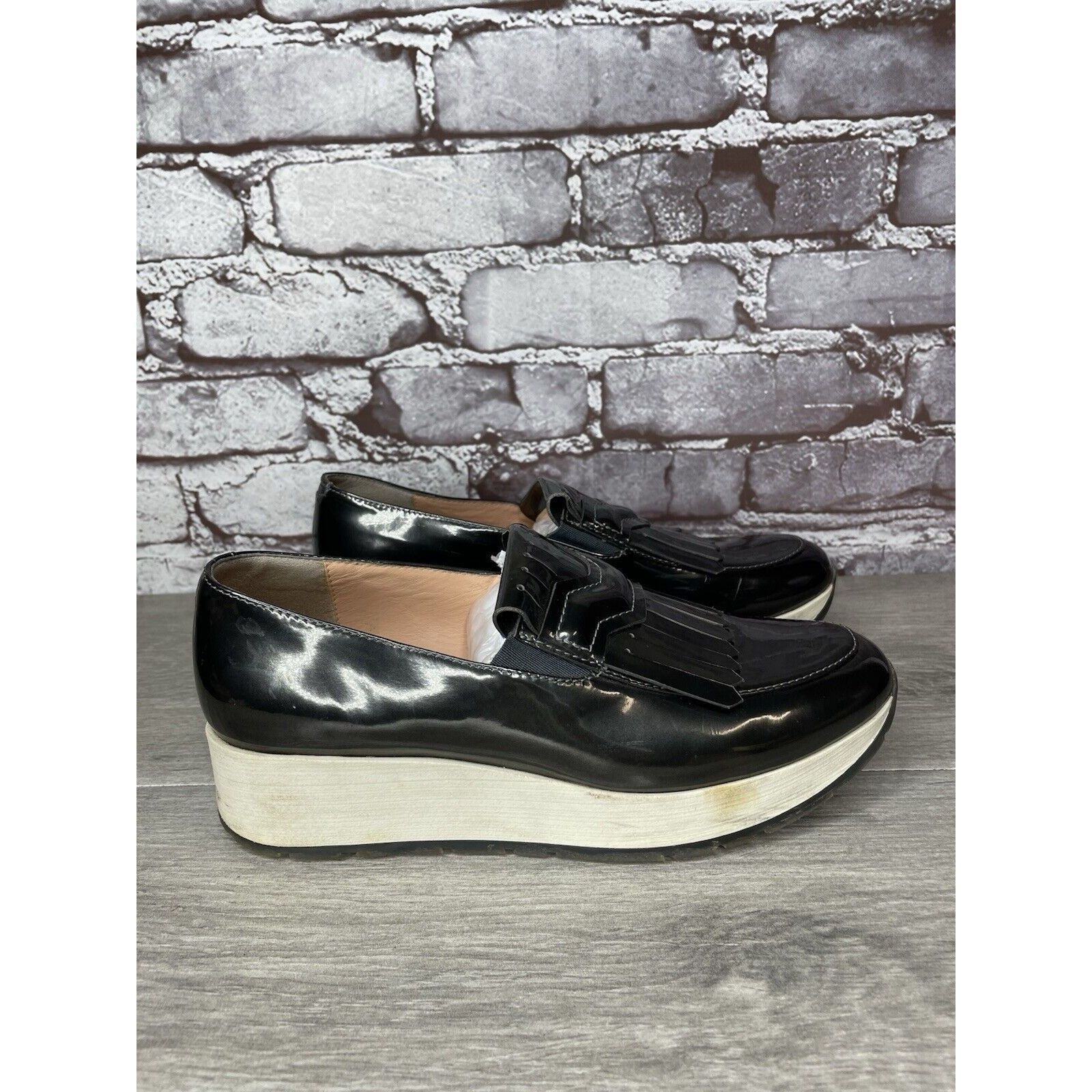 Other Musette Pewter Metallic Patent Leather Kiltie Wedge Shoes Wo Size US 7 / IT 37 - 12 Thumbnail