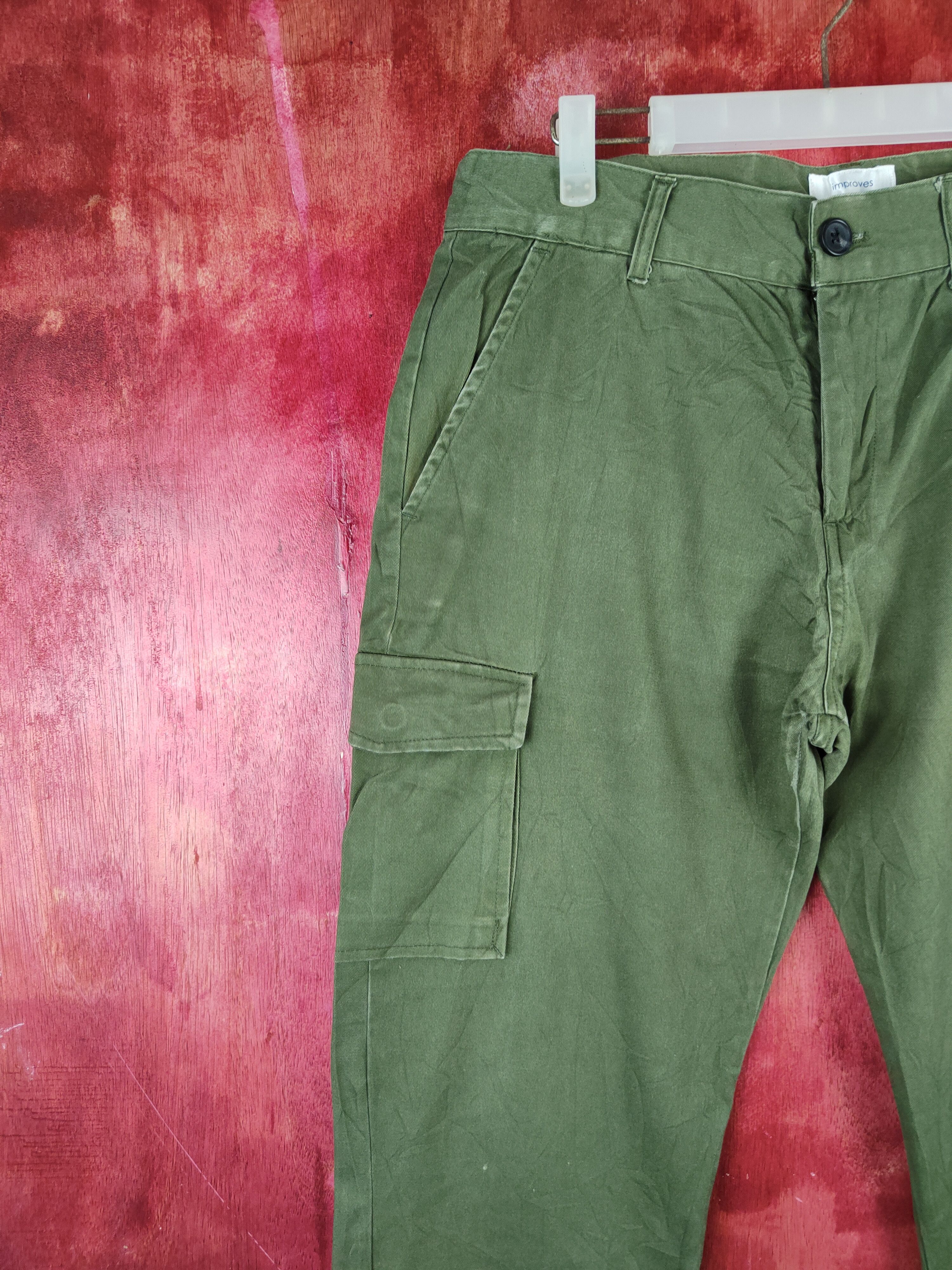 Japanese Brand Improves Army Green Multipocket Tactical Cargo Pants #S1288 Size US 33 - 3 Thumbnail