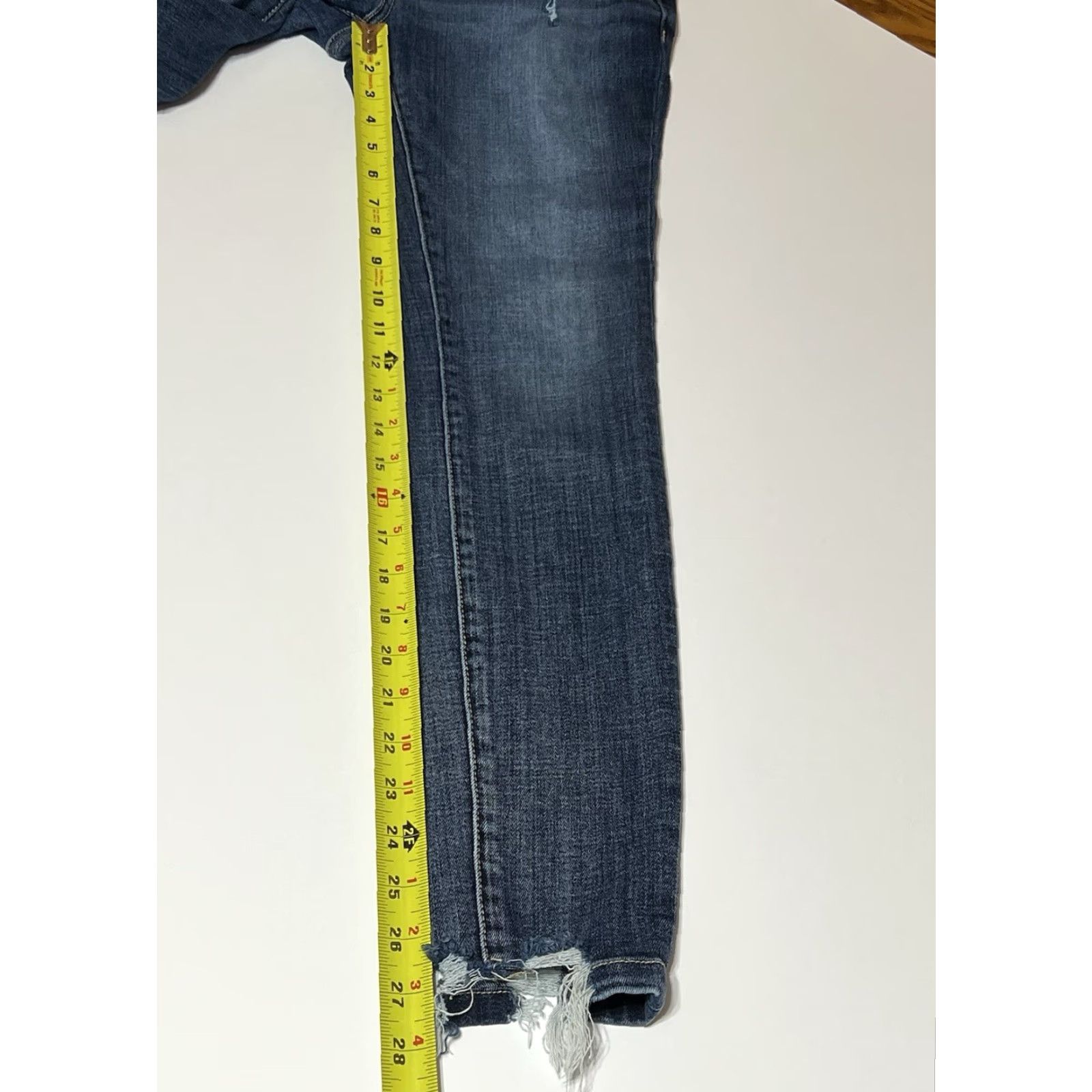 BKE BKE Stella Jeans Slim Distressed Blue 27x27 Jeans Womens Stretch Pockets Fringe Distressed Zip Low Rise Slim Fit 27 in Inseam 27 in Regular Size Type Size 27" / US 4 / IT 40 - 5 Thumbnail