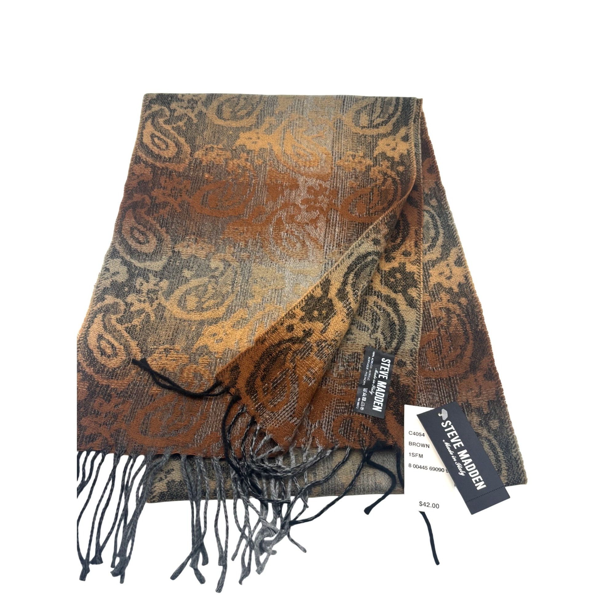 Steve Madden Steve Madden Mid Weight Ombré Paisley Scarf, 11”x 70”, Brown Size ONE SIZE - 1 Thumbnail
