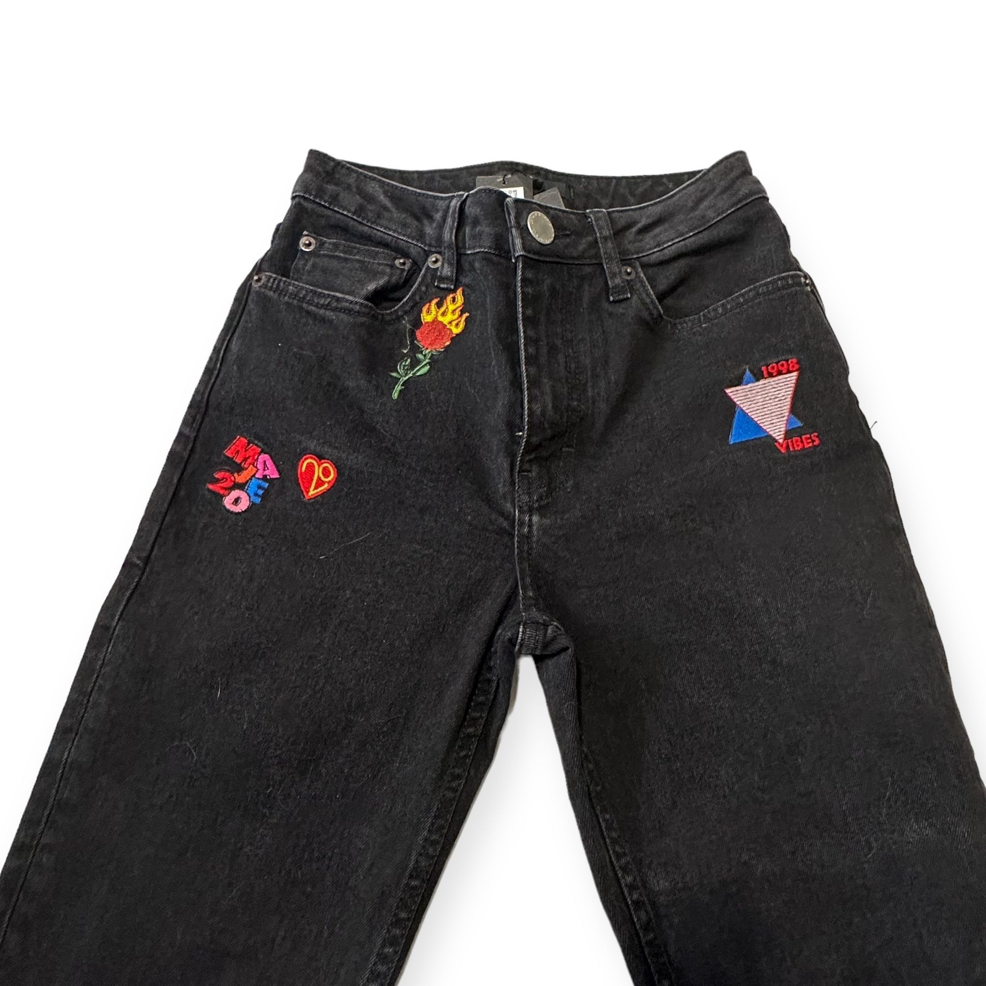 Maje Maje Straight Jeans with Patch, Gray, Size 34 EU, NWT Size 25" / US 0 / IT 36 - 7 Thumbnail
