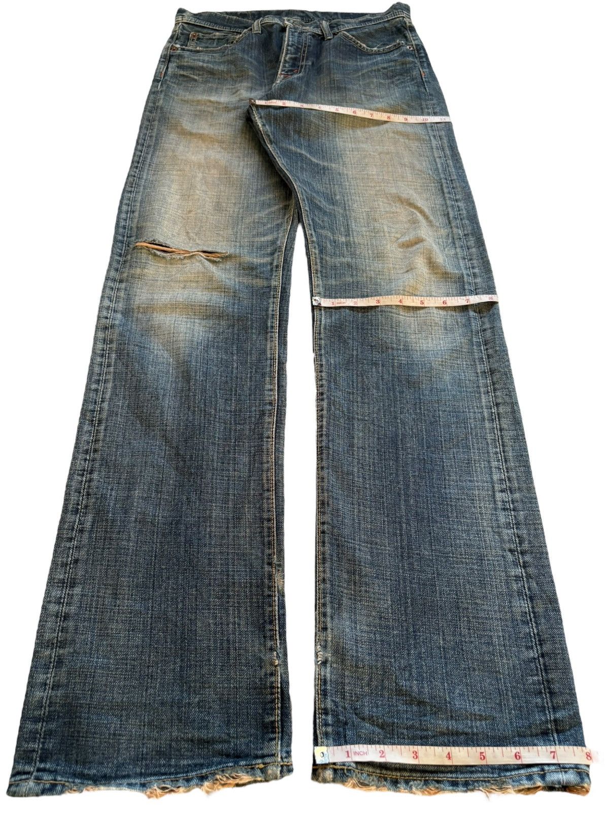 Japanese Brand Vintage Japanese Brand Rusty Mud Wash Ripped Loose Jeans Size US 31 - 14 Thumbnail
