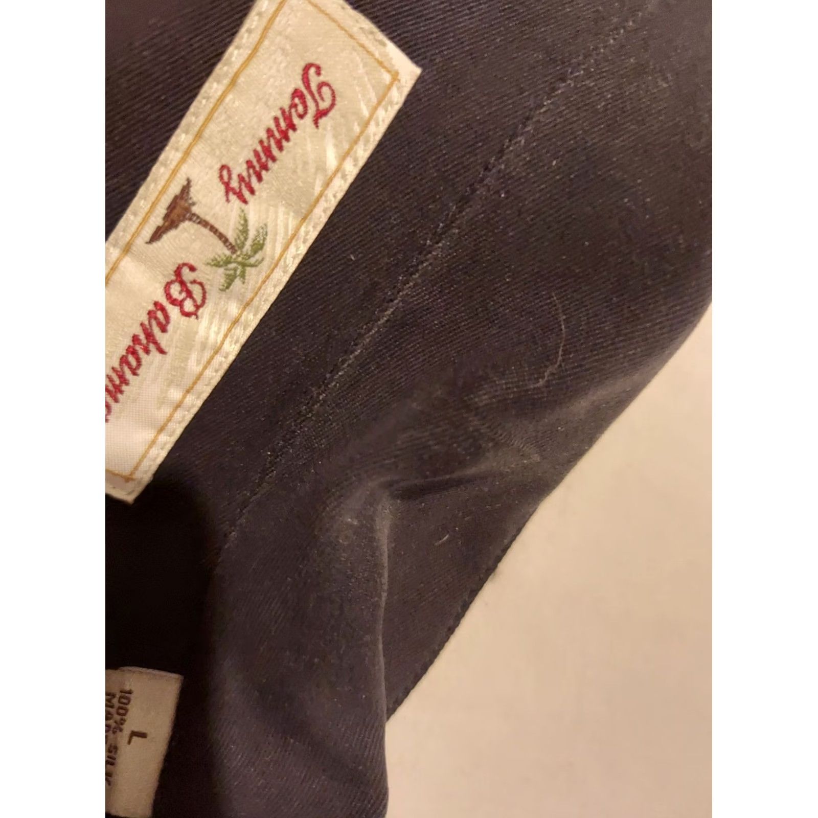 Tommy Bahama Tommy Bahama Shirt Silk Black Large Button Short Sleeve Mens Size 42R - 3 Thumbnail