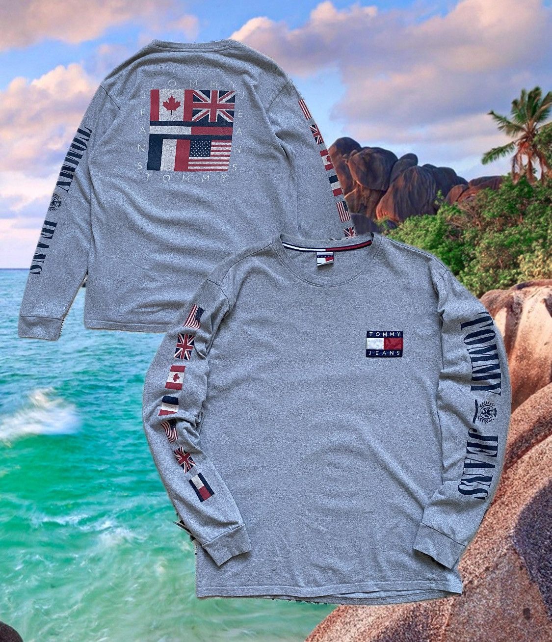 Tommy Hilfiger 🇺🇸 Vintage Tommy Hilfiger USA Flag Logo Longsleeve Size US L / EU 52-54 / 3 - 1 Thumbnail