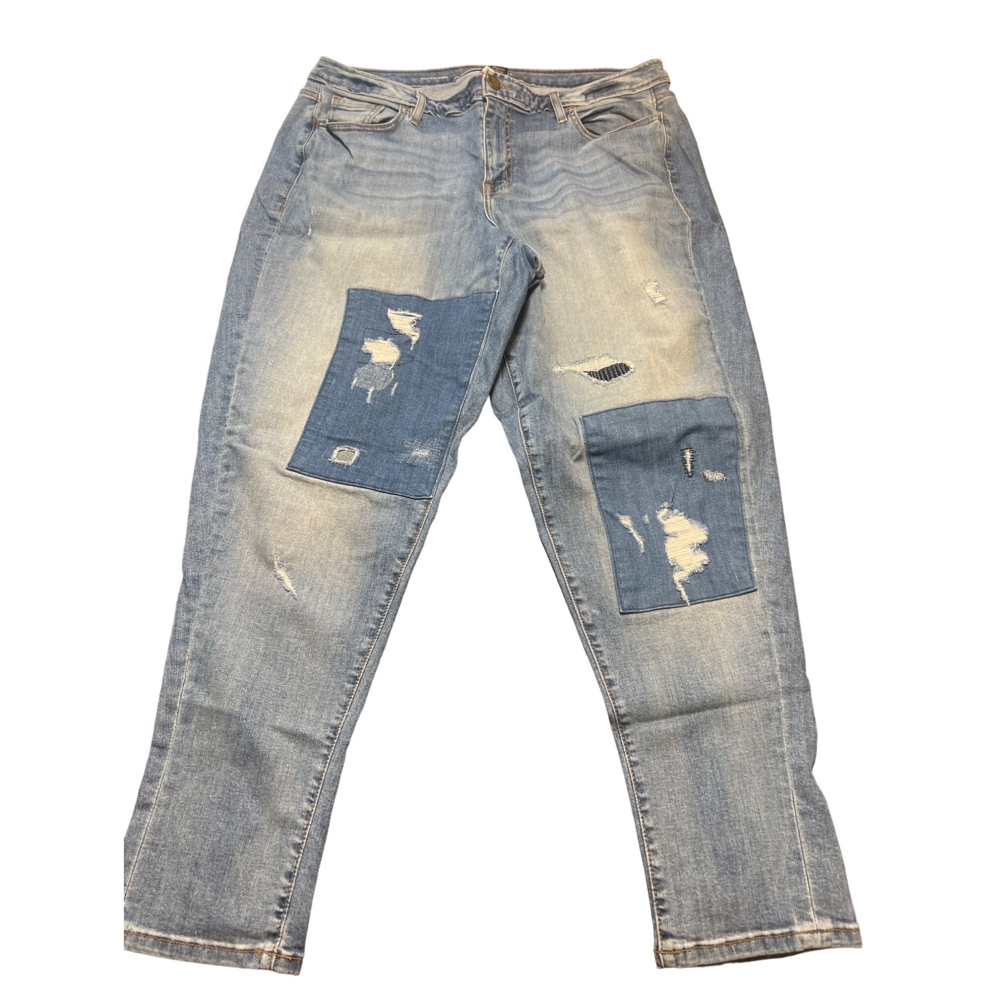 Other Lane Bryant Boyfriend Distressed Patchwork Jeans Light Wash Size 42" / US 20 - 1 Thumbnail