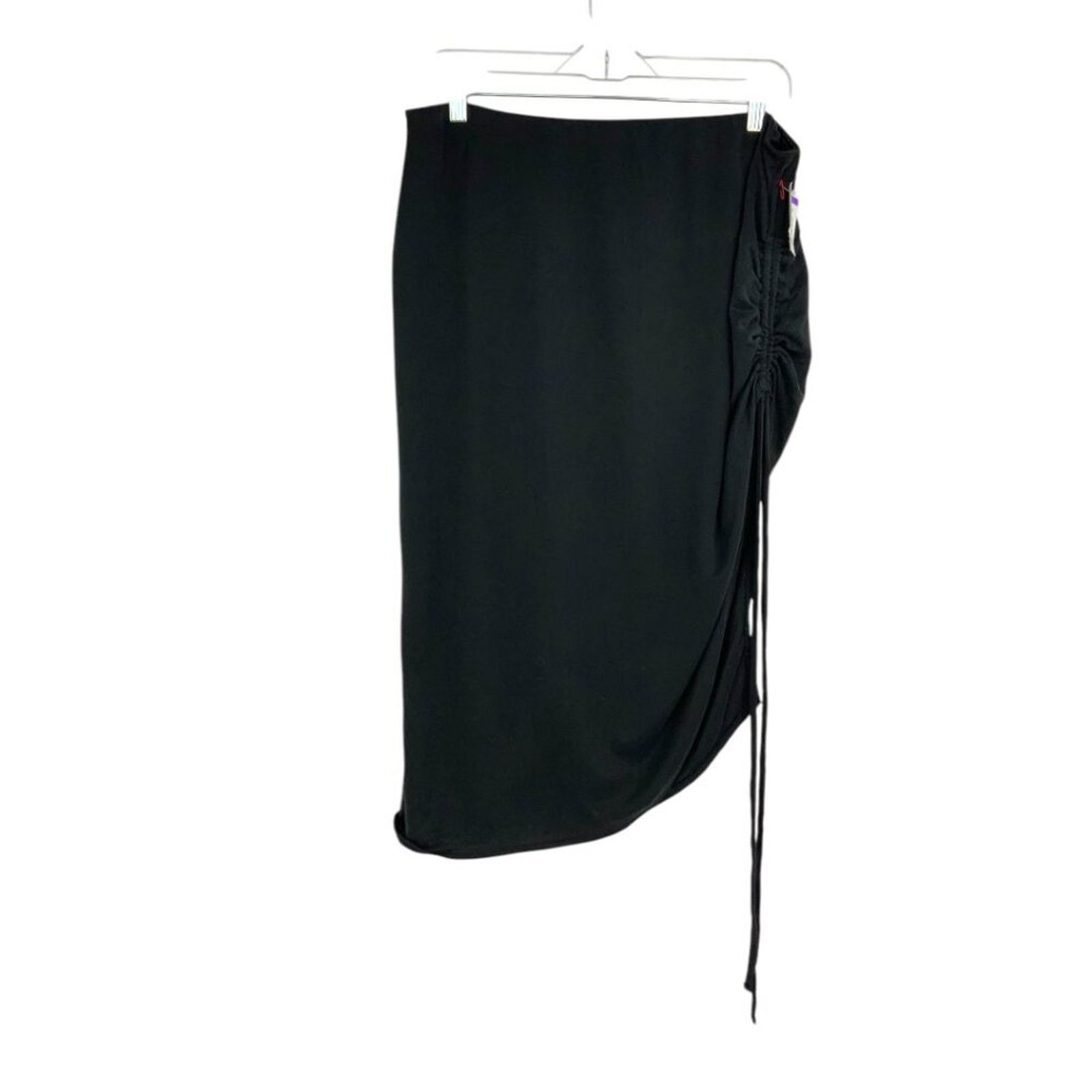 Other Open Edit Side Ruched Skirt In Black Size XL NWOT $45 MSRP Size 31" - 3 Thumbnail