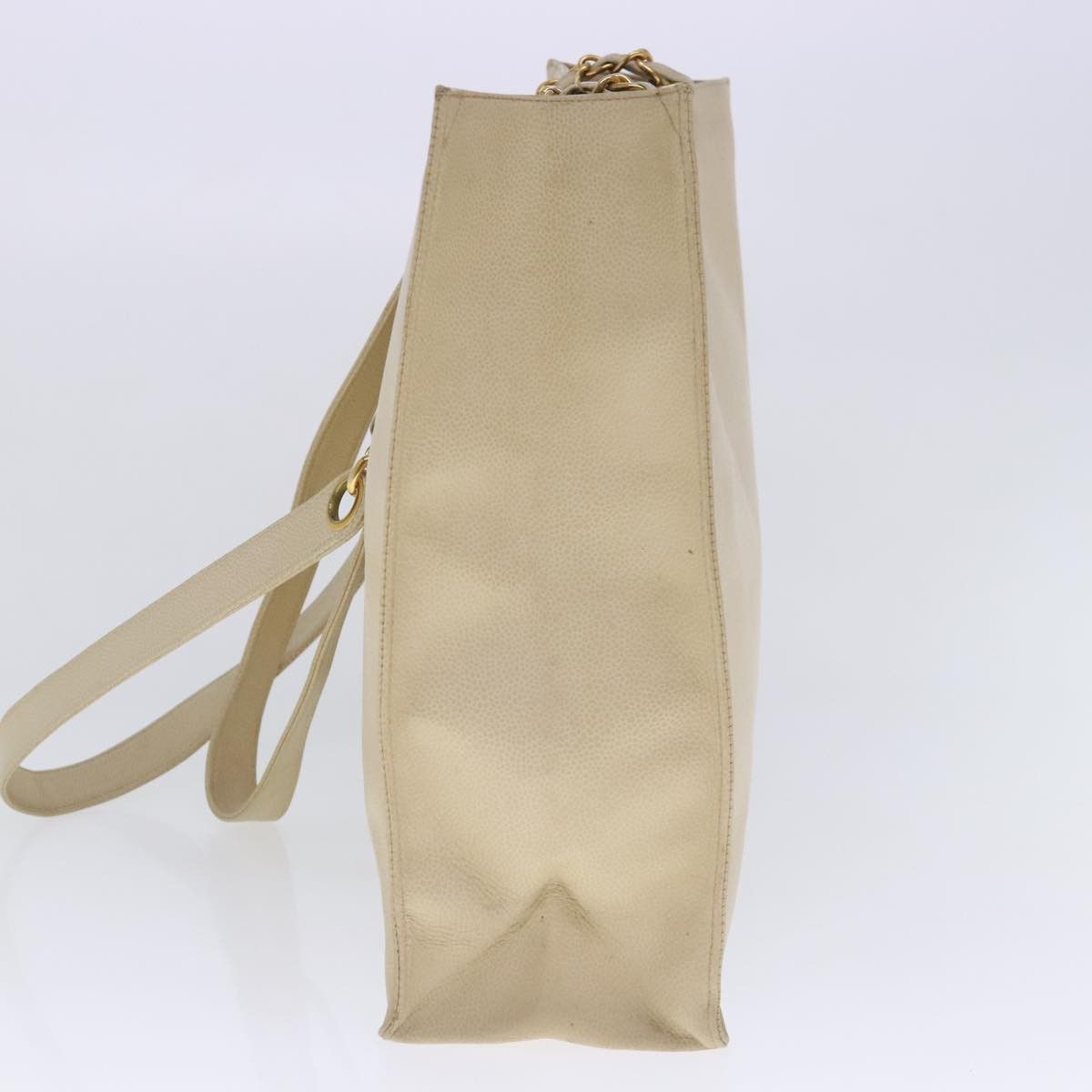 Chanel CHANEL Coco Mark Chain Tote Bag Caviar Skin Beige Gold CC Size ONE SIZE - 5 Thumbnail
