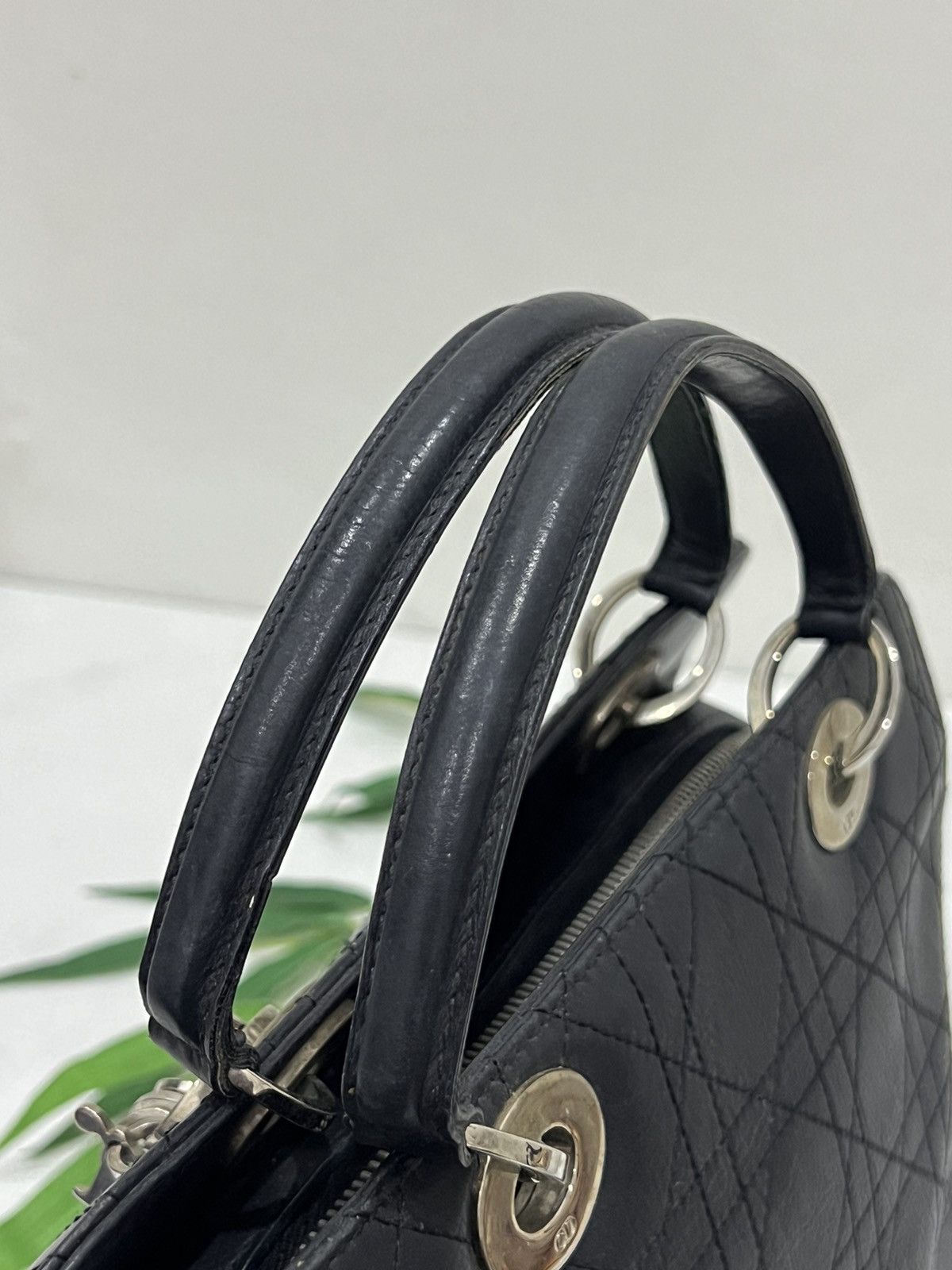 Dior Christian Dior Lady cannage handbag leather black Size ONE SIZE - 7 Thumbnail