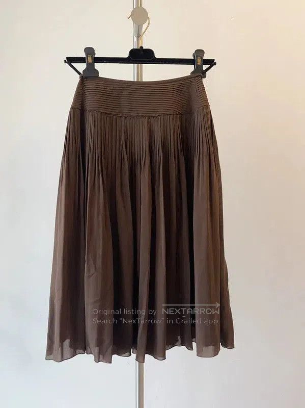 Lanvin Lanvin Brown Pleated Short Skirt for Women . Size 23" - 4 Thumbnail
