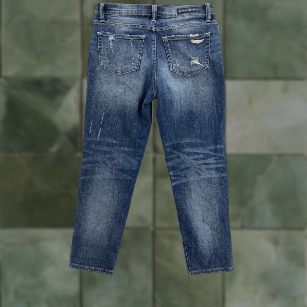 Vintage Rock & Republic Jeans Indee 4M Womens Straight Denim Blue Mid Rise 25 In Inseam 25 in XS? Wait. Size 27" / US 4 / IT 40 - 1 Thumbnail