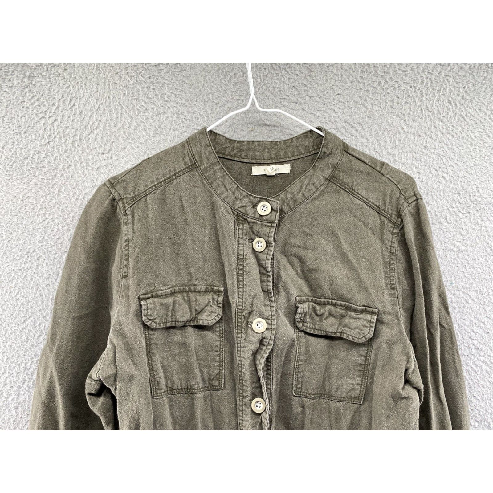 Vintage Maurices Linen Blend Womens Green Button Up Drawstring Jacket M Casual Utility Outdoor Pockets Womens Size M / US 6-8 / IT 42-44 - 3 Thumbnail