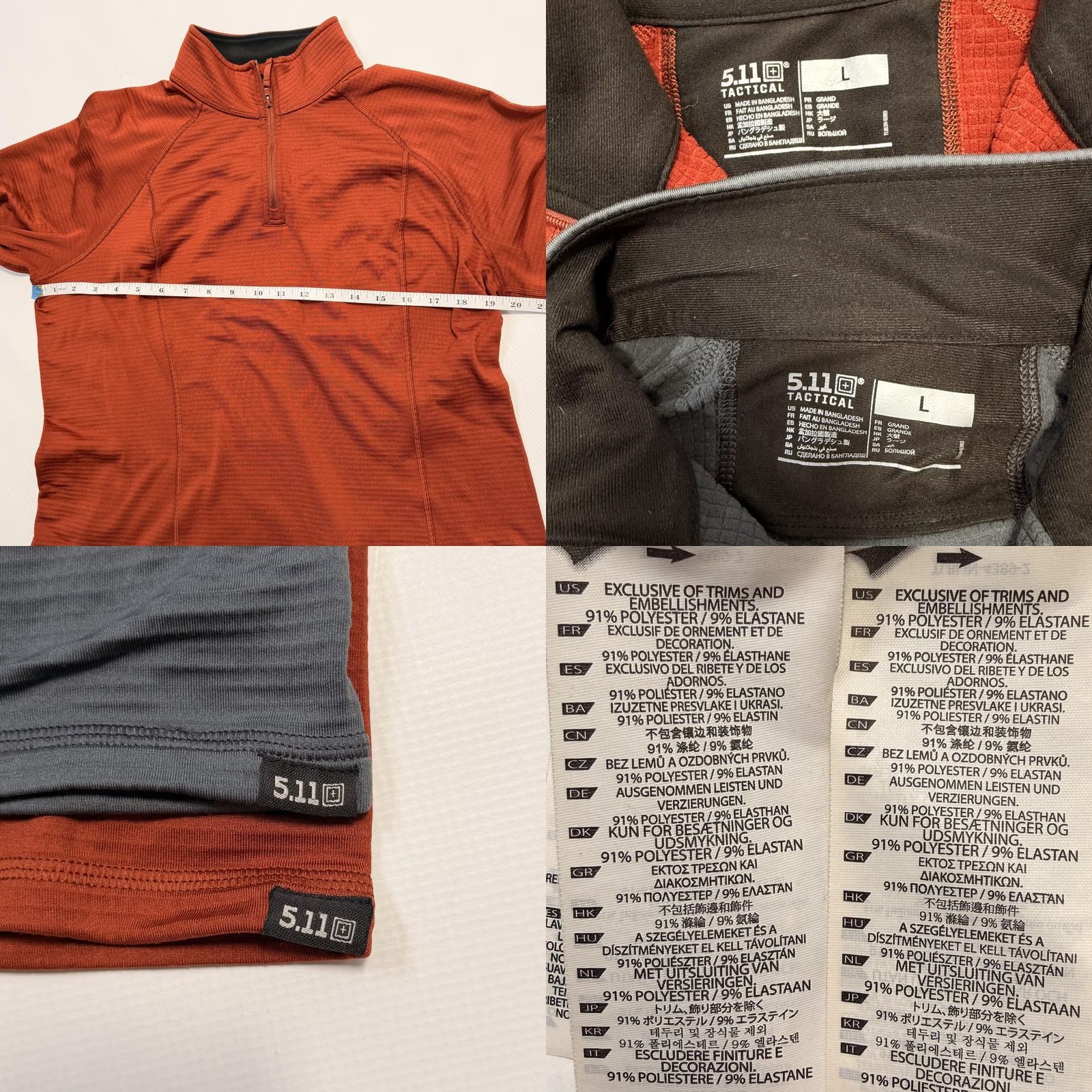 Vintage 5.11 Tactical Stratos Pullover Womens Large Gray Rust 1/4 Zip Base Layer Lot Size L / US 10 / IT 46 - 8 Thumbnail
