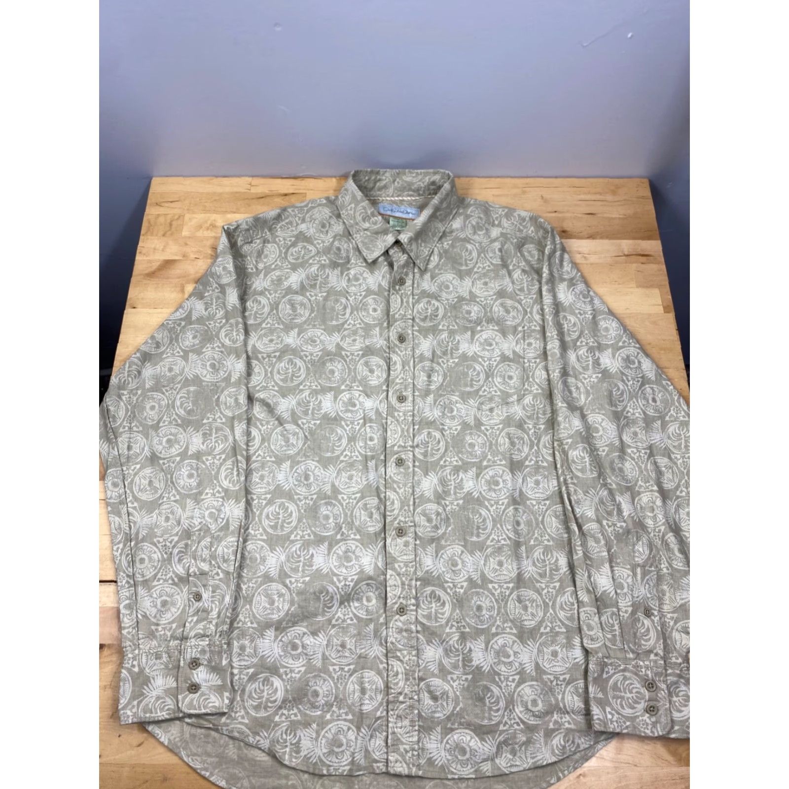 Quiksilver Quiksilver Button-Down Long Sleeve Khaki Floral Pattern L Mens Shirt Size US L / EU 52-54 / 3 - 2 Thumbnail