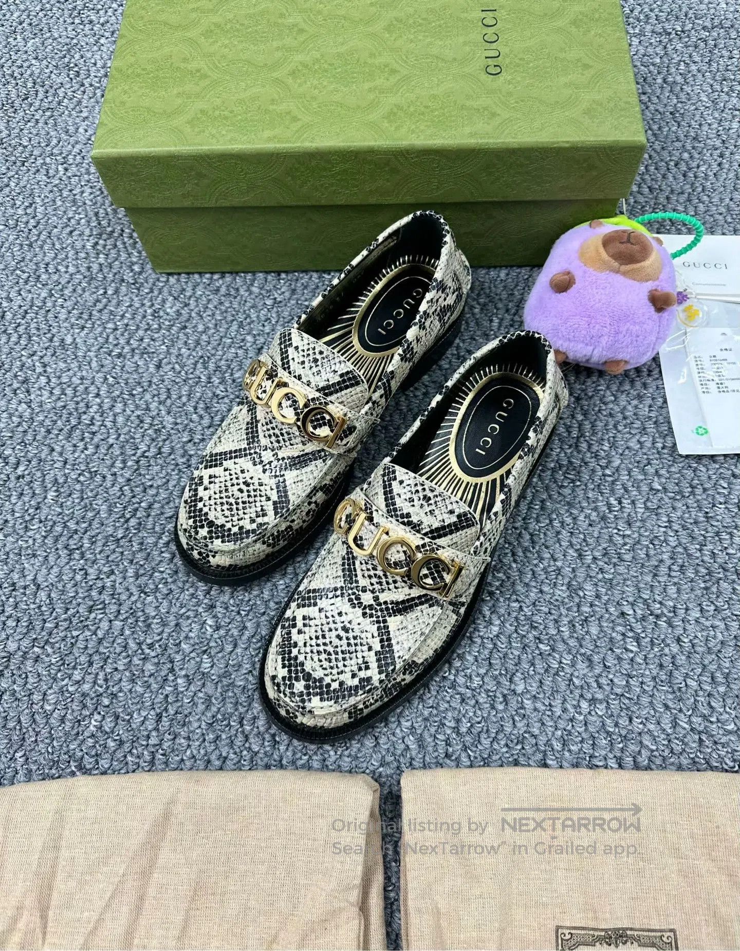 Gucci Guicci Black Snake Pattern Leather Letter Logo Loafers| Size US 6.5 / IT 36.5 - 2 Thumbnail