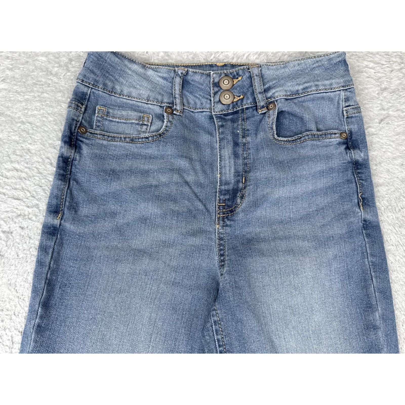 Vintage No Boundaries Jeans Womens High Rise Bootcut Juniors Light Wash Stretch 22x31 Size 25" / US 0 / IT 36 - 4 Thumbnail