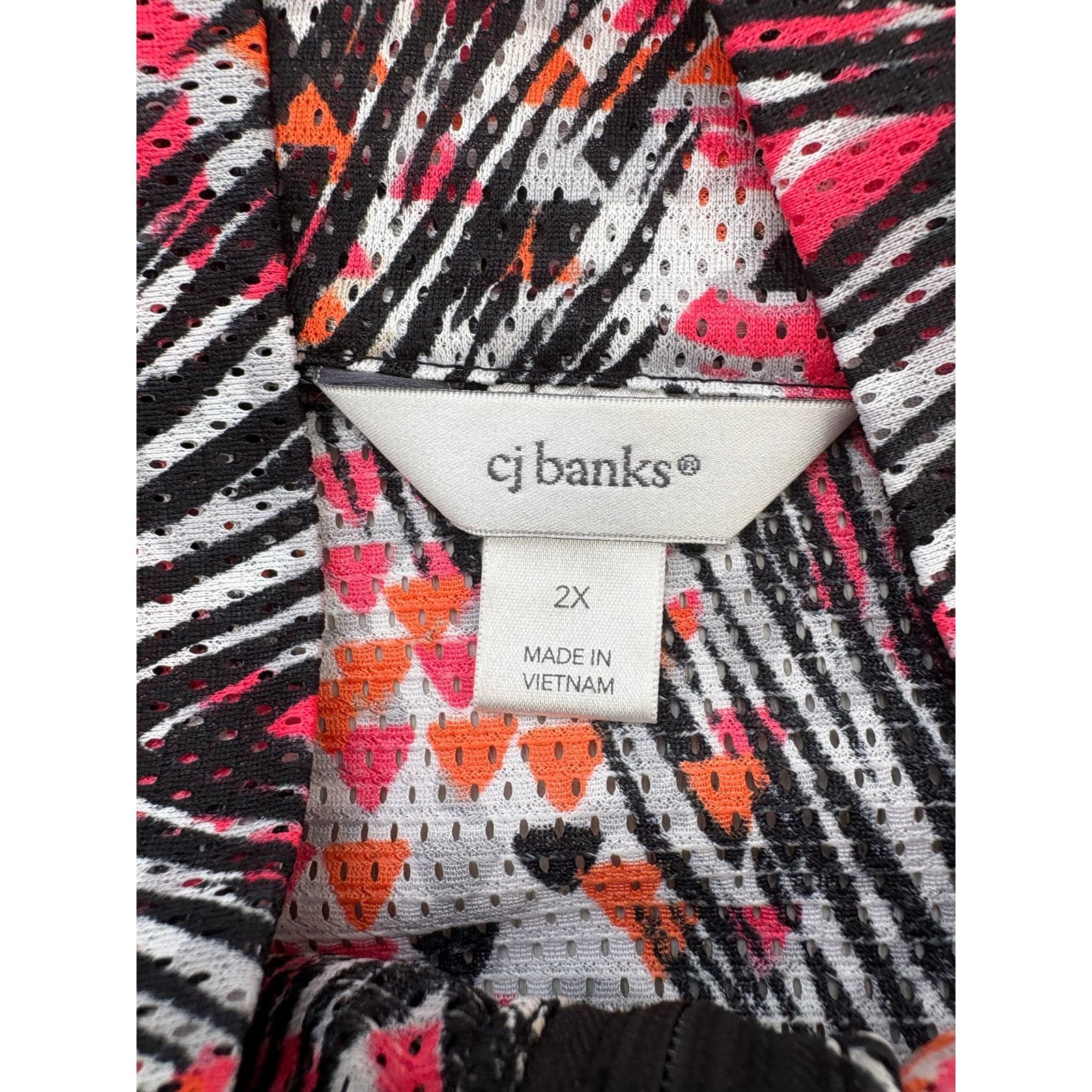 Other CJ Banks | Abstract Zip Stretch Mesh 3/4 Sleeve Top | 2X Size XXL / US 16-18 / IT 52-54 - 3 Thumbnail