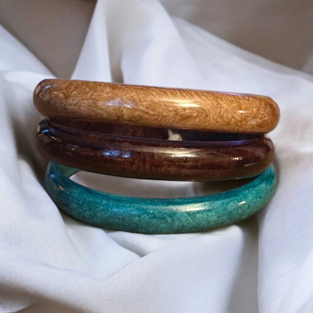 Other Teal, tan and brown marbled bangle bracelets Size ONE SIZE - 1 Thumbnail