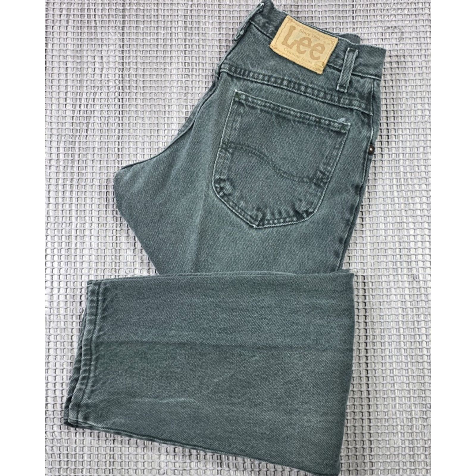 Lee Vtg Lee Jeans Mens 26x28 Green Tapered Leg Denim Made USA 90s Jeans Size US 26 / EU 42 - 2 Thumbnail