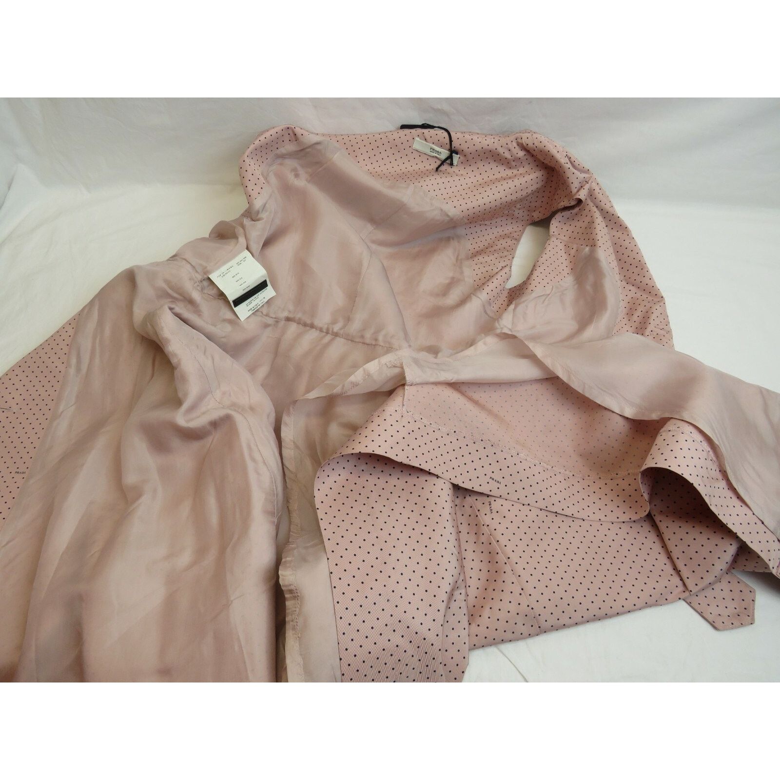 Prada PRADA NUDE POLKA LOGO SILK BELTED MIDI DRESS 44 10 IT Size M / US 6-8 / IT 42-44 - 9 Thumbnail