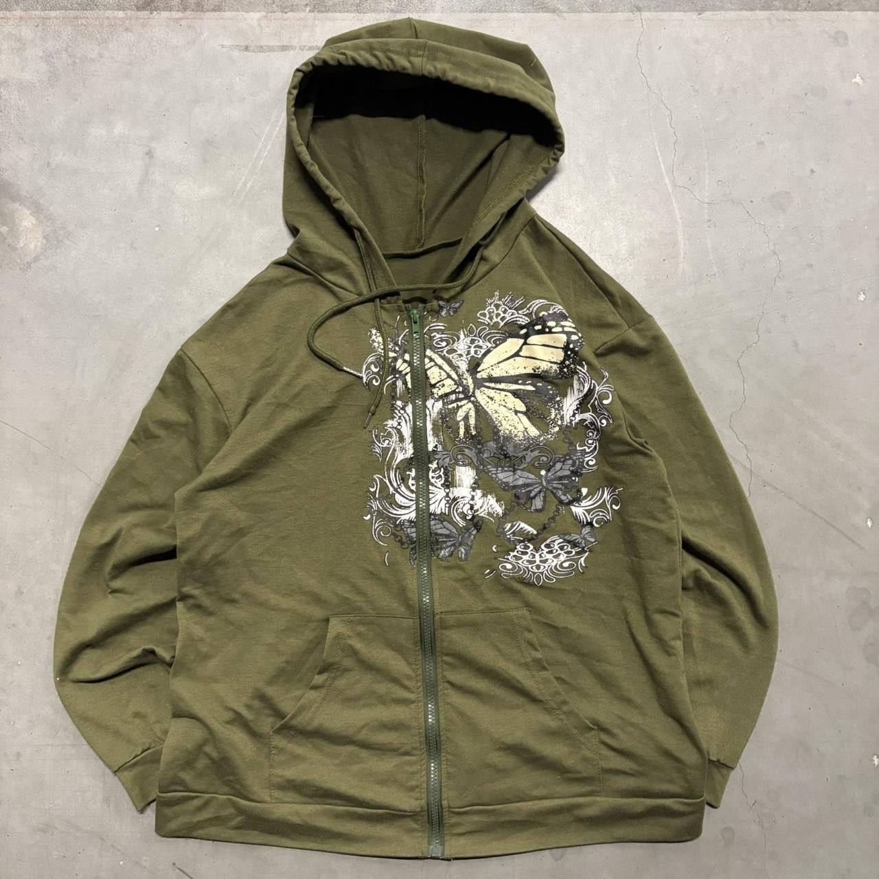 Vintage Crazy Vintage Y2K/2000s Butterfly Sigilism Y2K Grunge Vibes Green Zipup Hoodie! Size US S / EU 44-46 / 1 - 1 Thumbnail