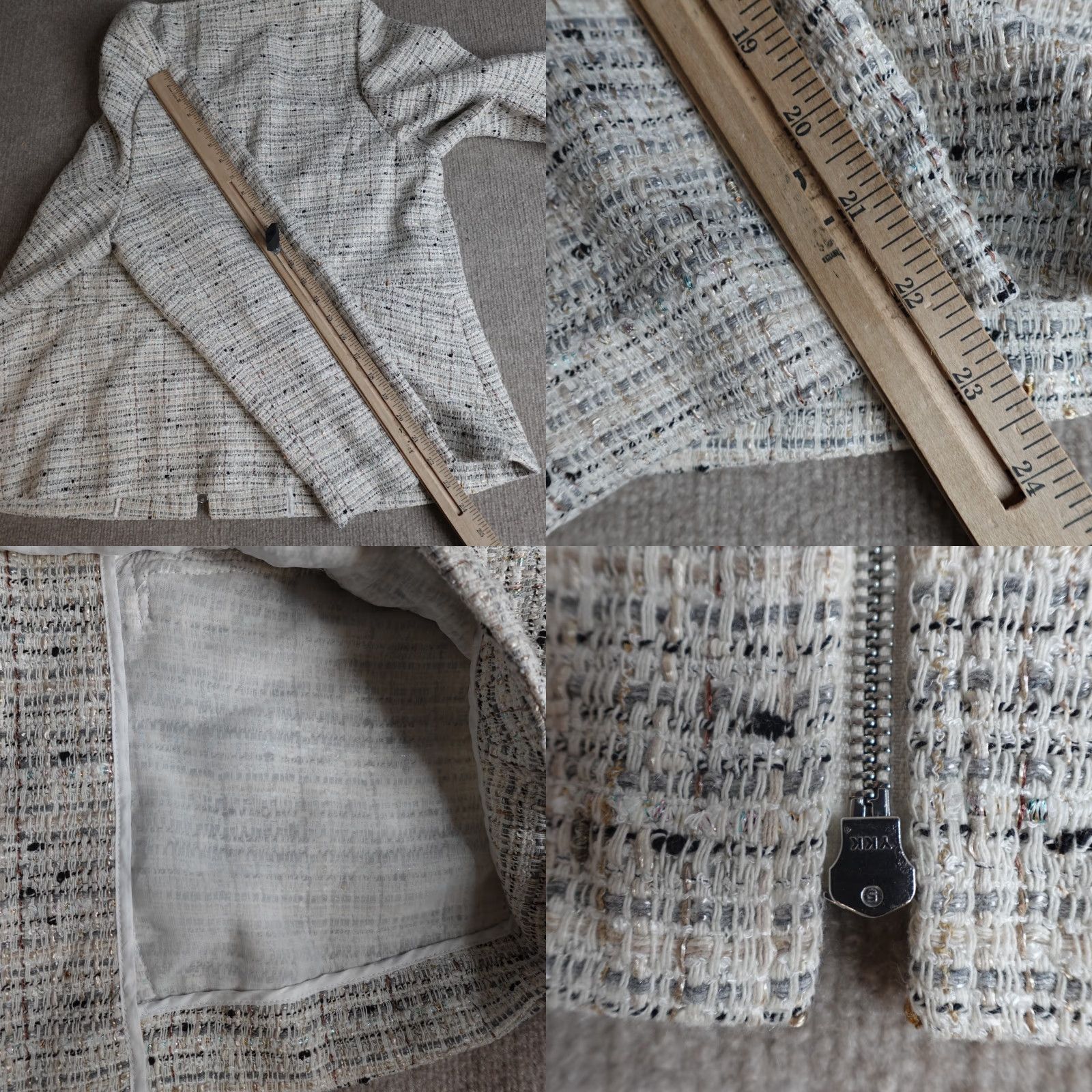 Vintage Lafayette 148 New York Womens Jacket 18 Beige Silver Raffia Full Zip Tweed Blazer Adult Regular Size 18 Mens Womens Girls Size XXL / US 16-18 / IT 52-54 - 8 Thumbnail