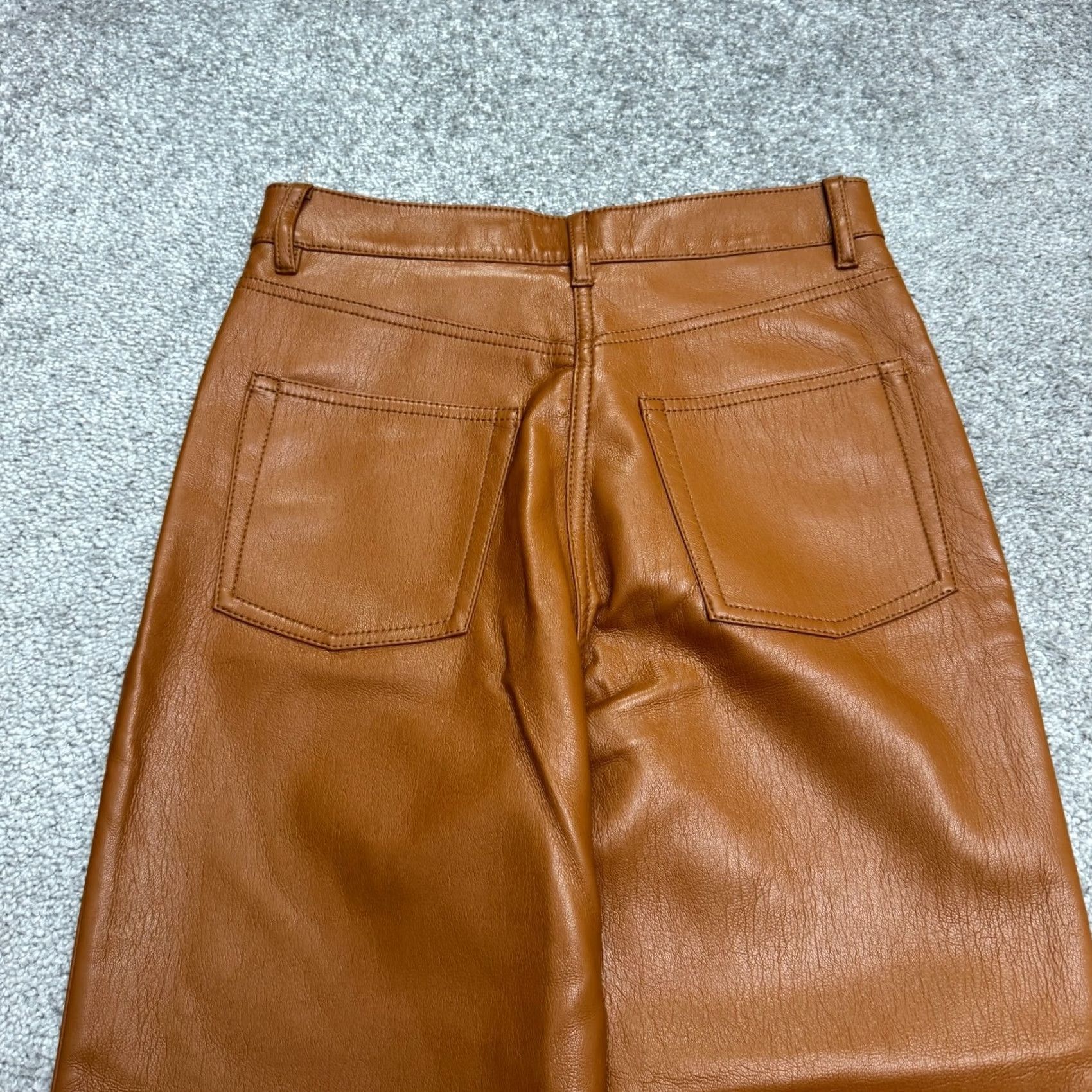 Vintage Wilfred Brown Leather Straight Leg High Rise Cropped Pants Women 2 Size 26" / US 2 / IT 38 - 4 Thumbnail