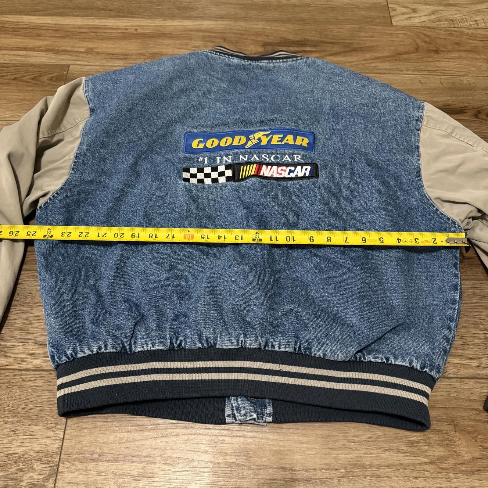 Swingster Vintage 90s NASCAR Goodyear Varsity Denim Bomber Jacket Size US L / EU 52-54 / 3 - 7 Thumbnail