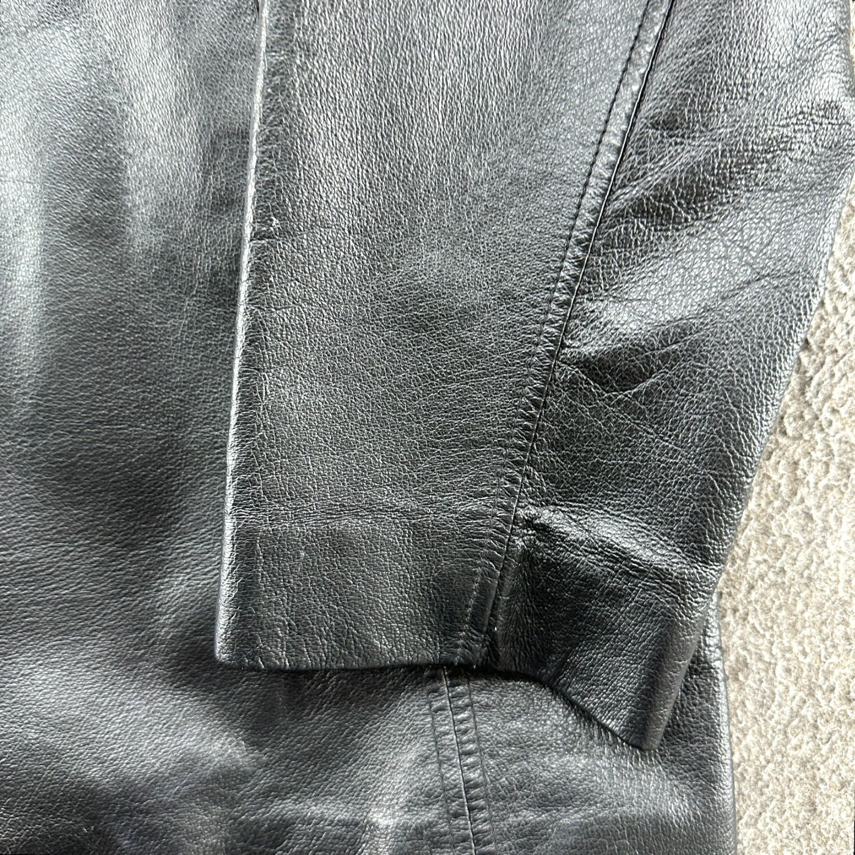 Worthington VINTAGE Worthington Jacket Women L Black Leather Full Zip 90s Pea Coat Regular Length Long Sleeve Zipper Lined Pockets Mens Women Girls Size L / US 10 / IT 46 - 6 Thumbnail