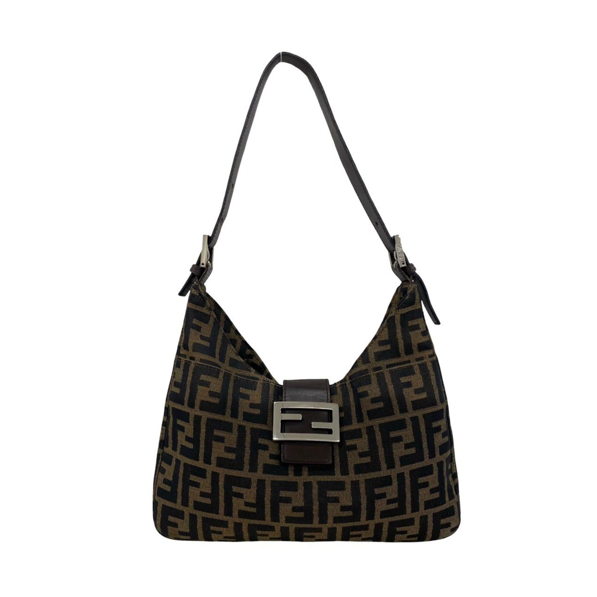 Fendi FENDI Zucca FF pattern logo hardware canvas leather genuine semi-one shoulder bag brown black 21445 Size ONE SIZE - 1 Thumbnail