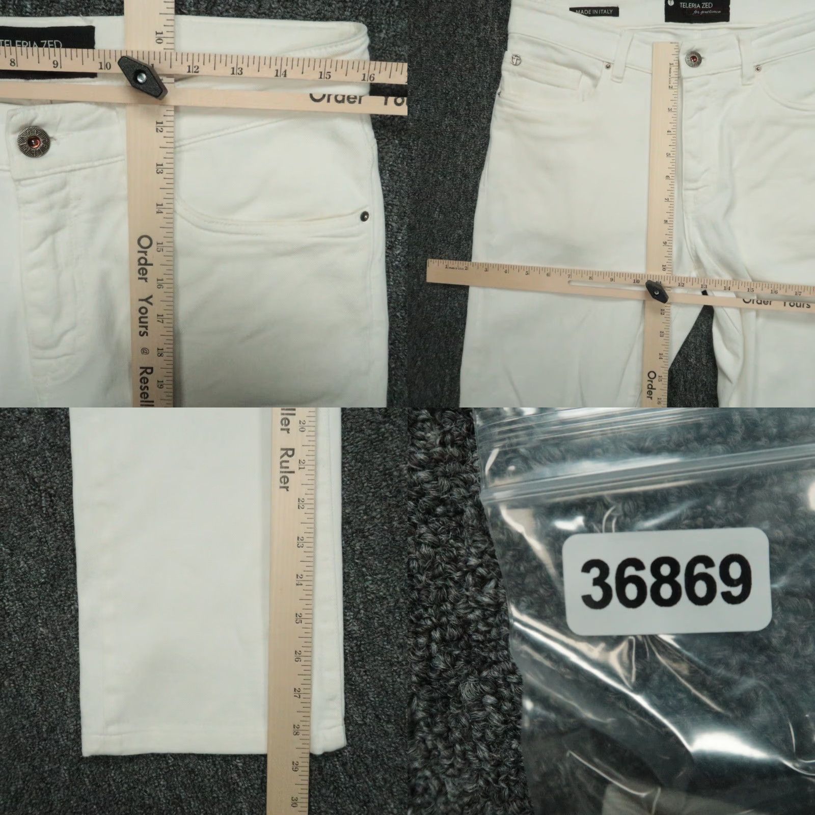 Vintage Teleria Zed Jeans Mens 31x29 White 5-Pocket Denim Cotton Italy Size US 31 - 9 Thumbnail