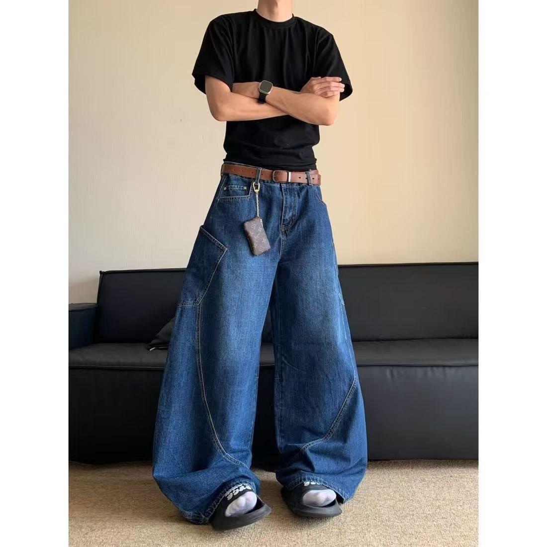 Japanese Brand × Jean Blue washed vintage loose wide-leg cargo jeans y2k Size US 34 / EU 50 - 1 Thumbnail